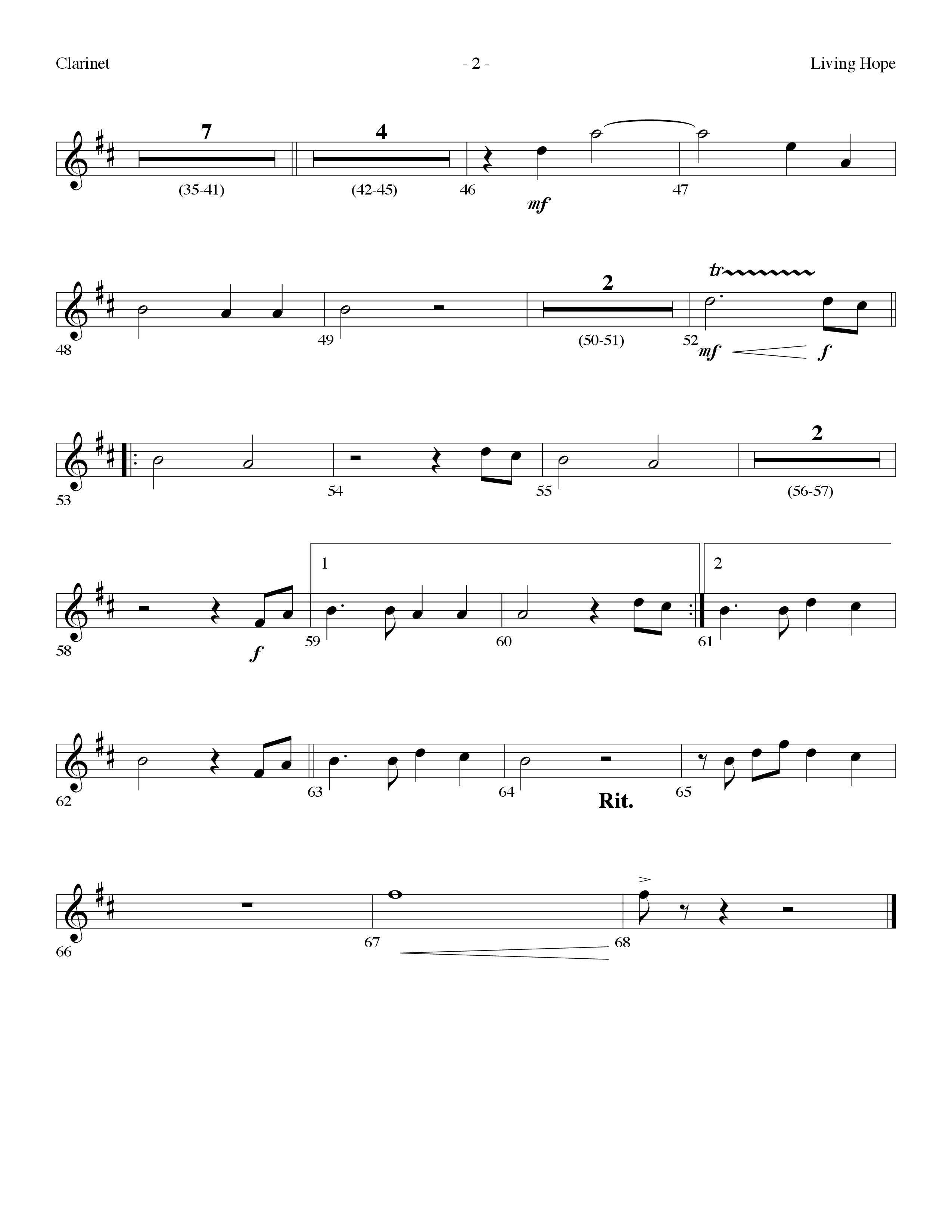 Living Hope (Choral Anthem SATB) Clarinet (Lifeway Choral / Arr. Dennis Allen)