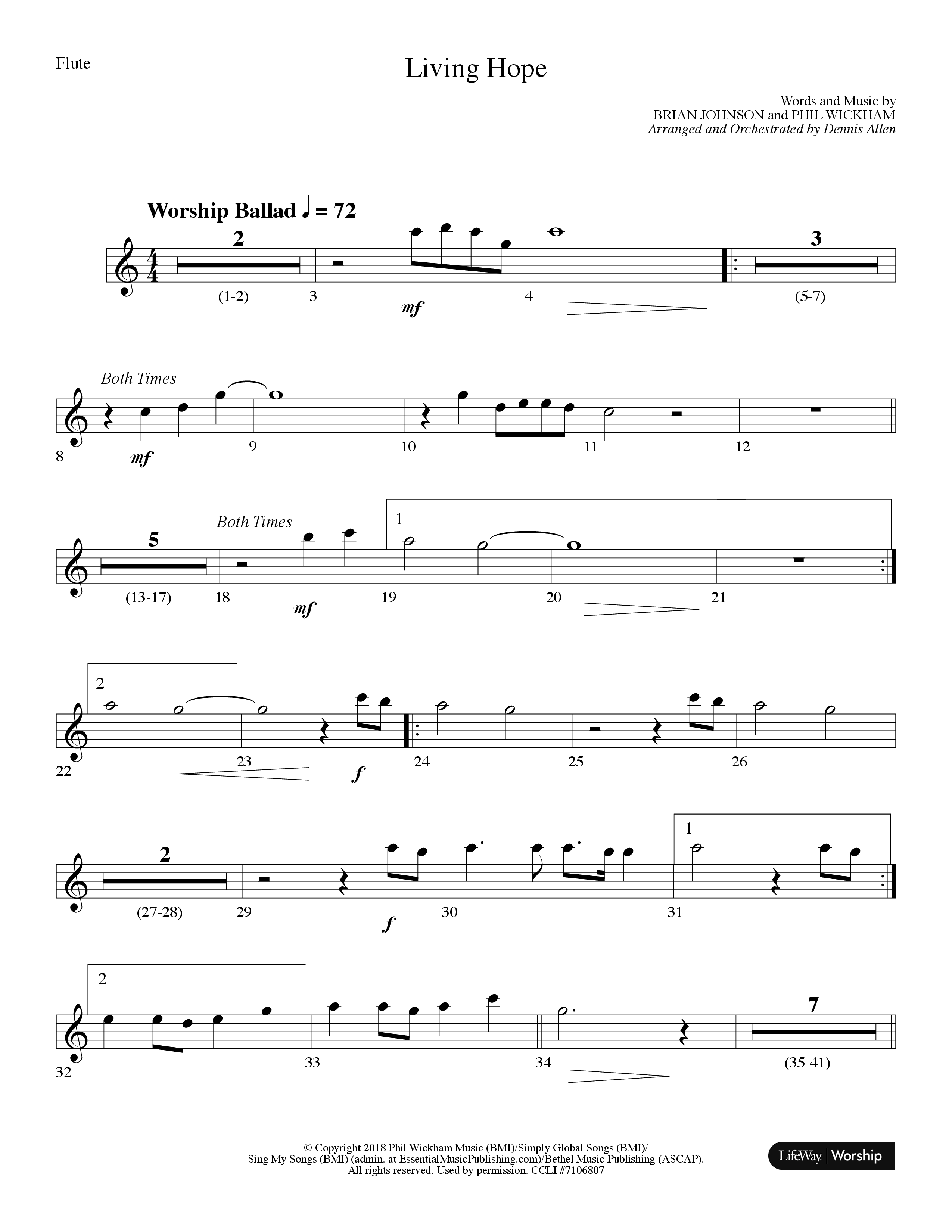 Living Hope (Choral Anthem SATB) Flute (Lifeway Choral / Arr. Dennis Allen)
