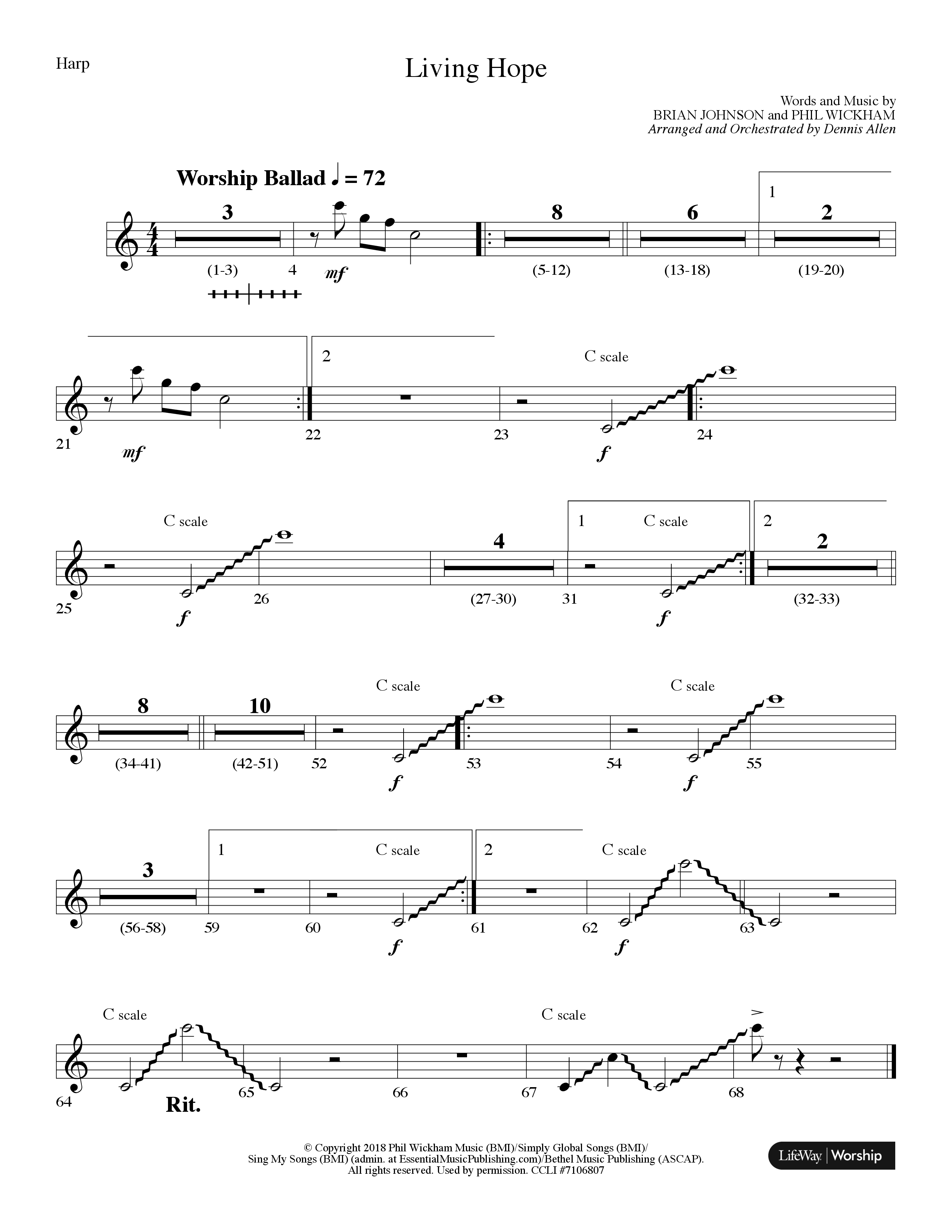 Living Hope (Choral Anthem SATB) Harp (Lifeway Choral / Arr. Dennis Allen)