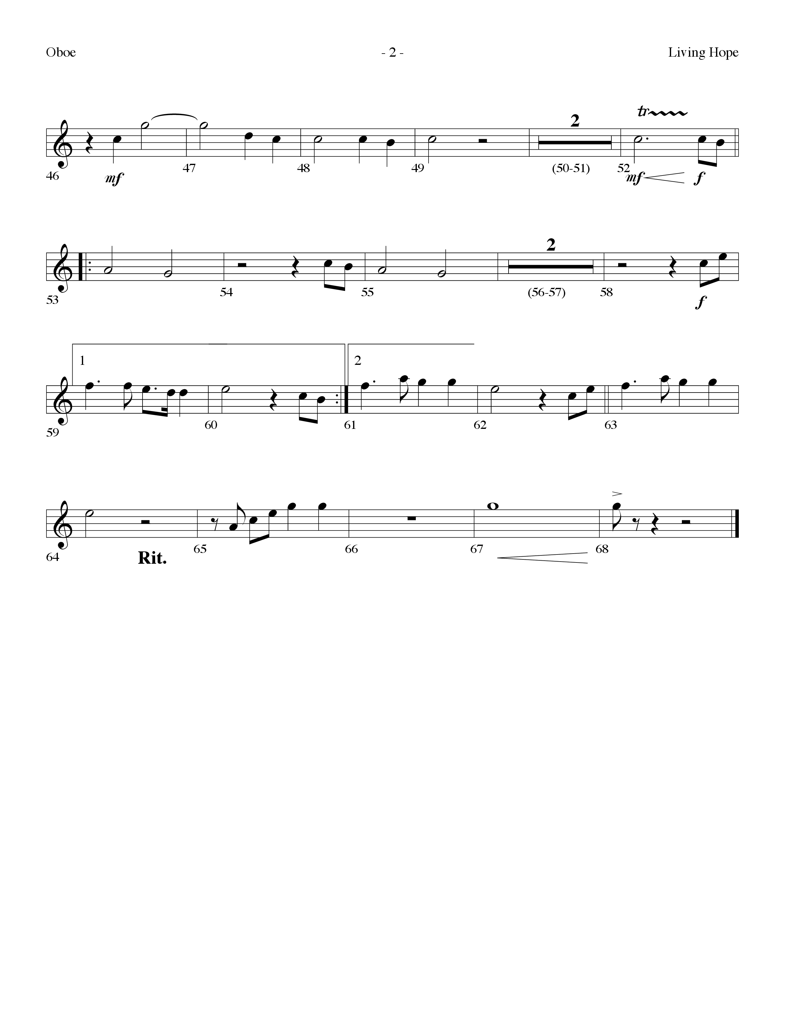 Living Hope (Choral Anthem SATB) Oboe (Lifeway Choral / Arr. Dennis Allen)