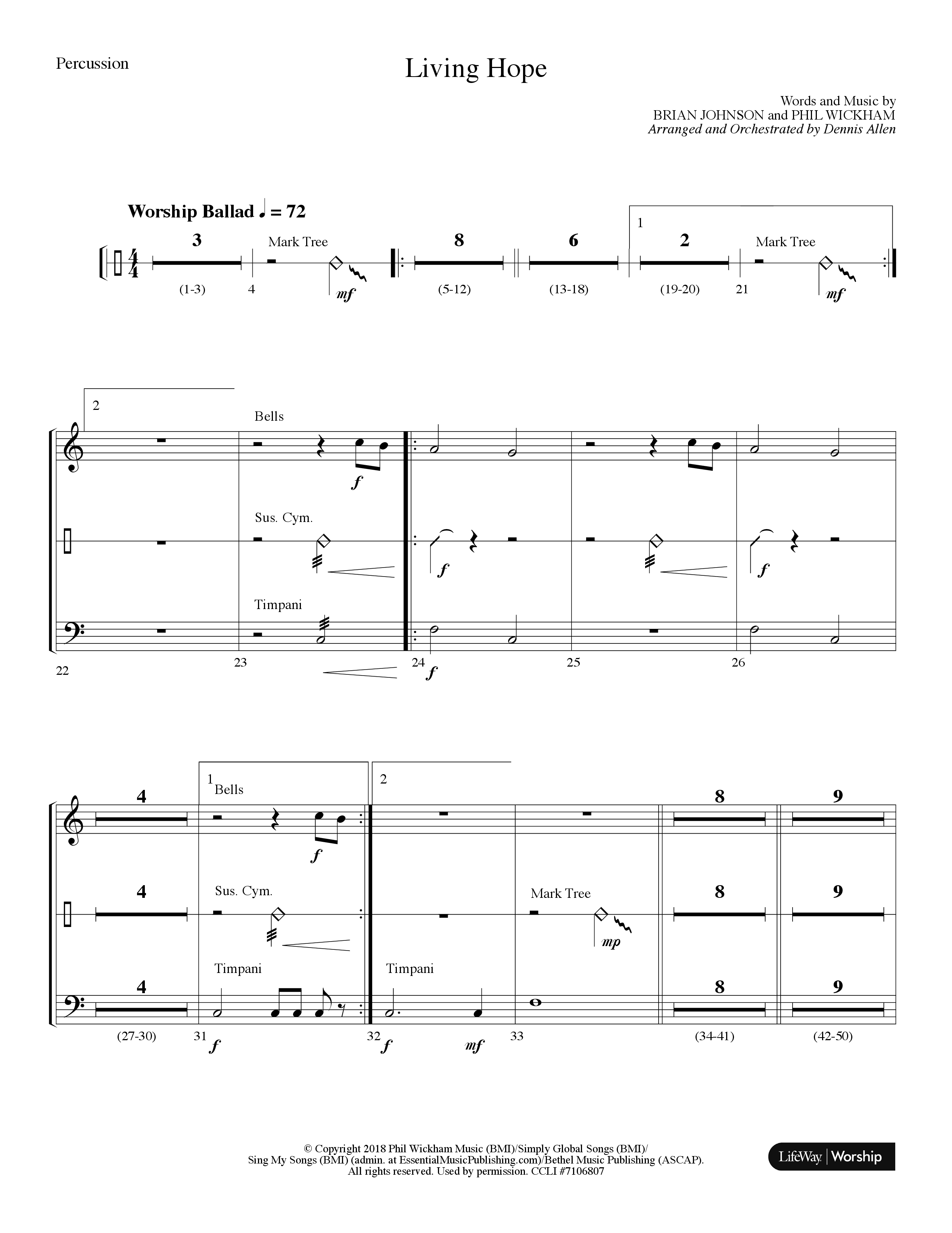 Living Hope (Choral Anthem SATB) Percussion (Lifeway Choral / Arr. Dennis Allen)