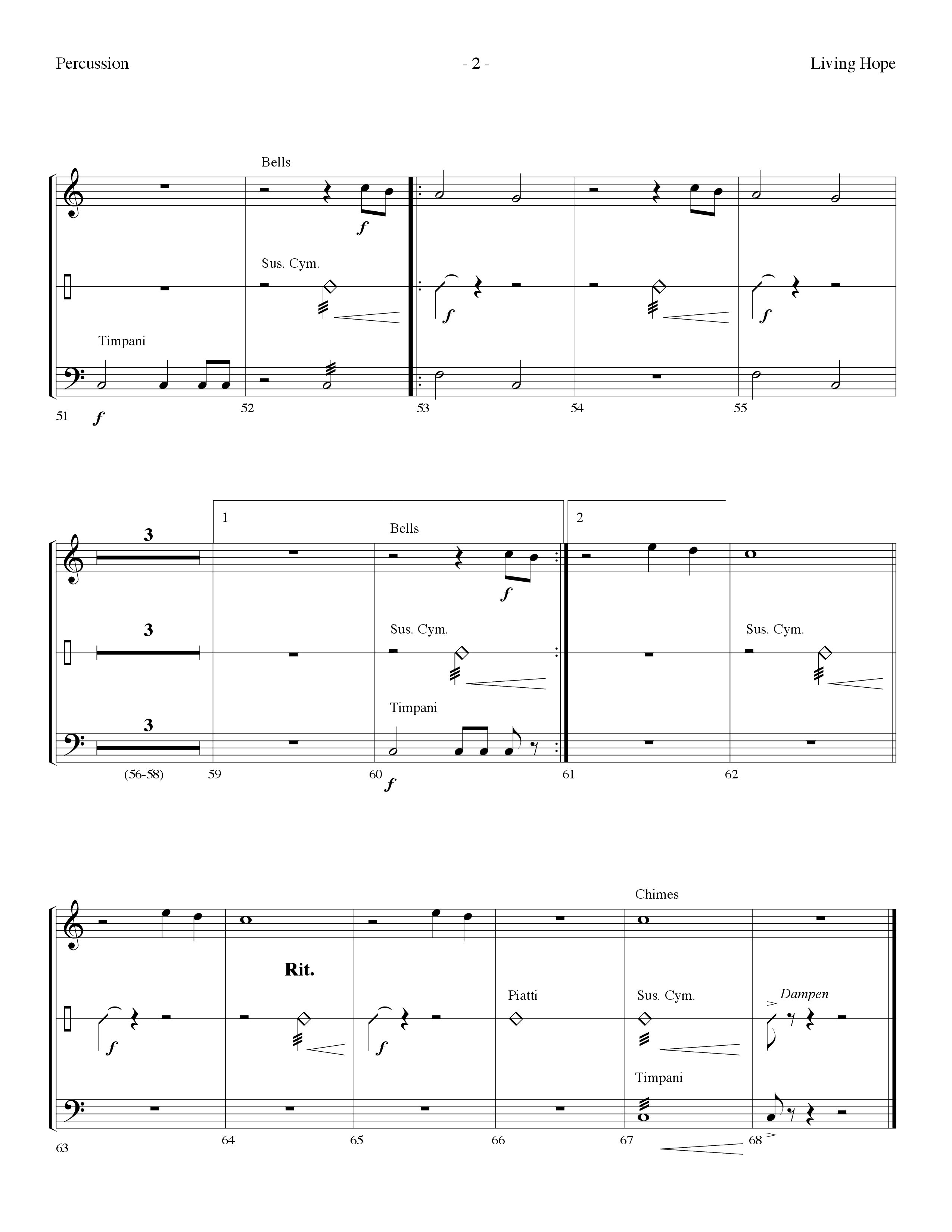Living Hope (Choral Anthem SATB) Percussion (Lifeway Choral / Arr. Dennis Allen)