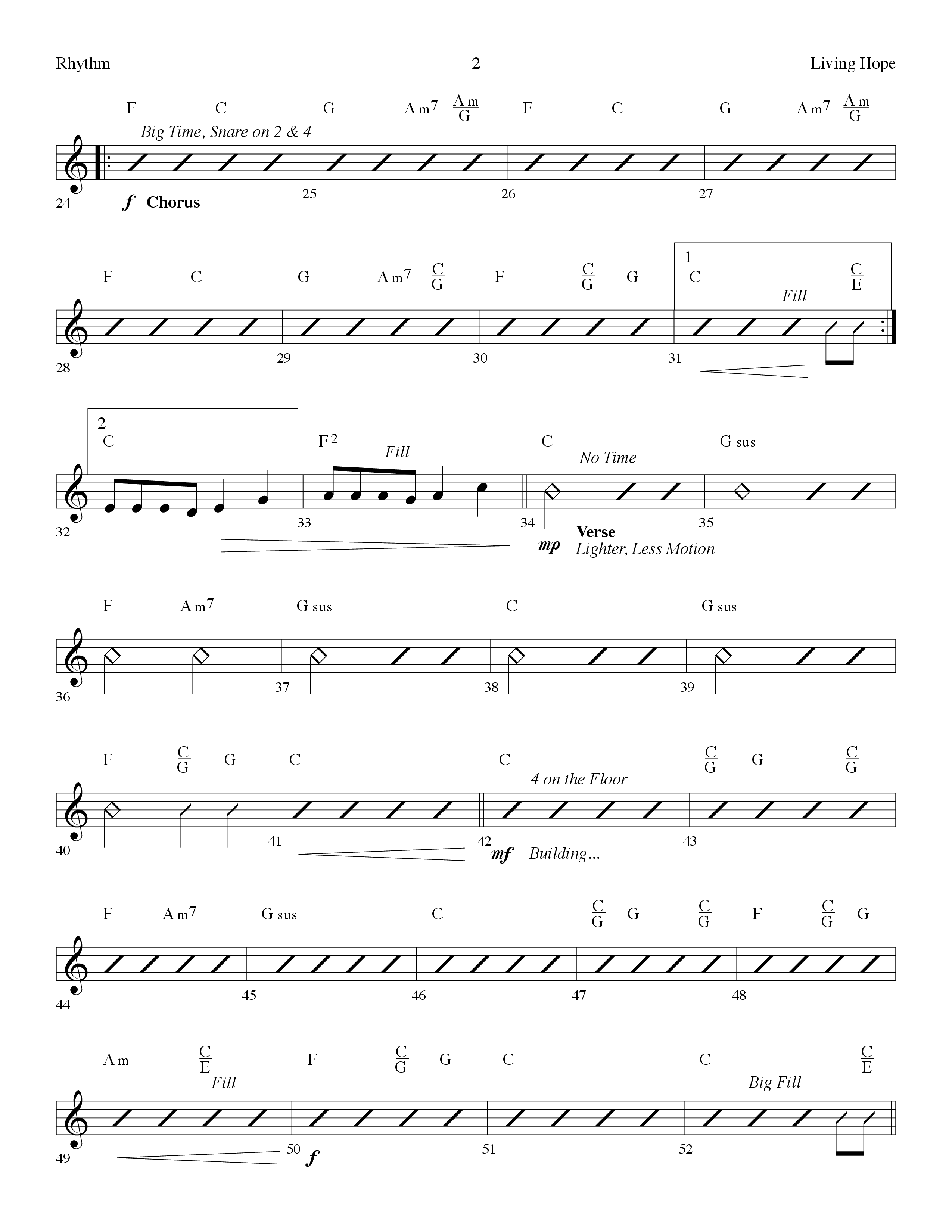 Living Hope (Choral Anthem SATB) Rhythm Chart (Lifeway Choral / Arr. Dennis Allen)