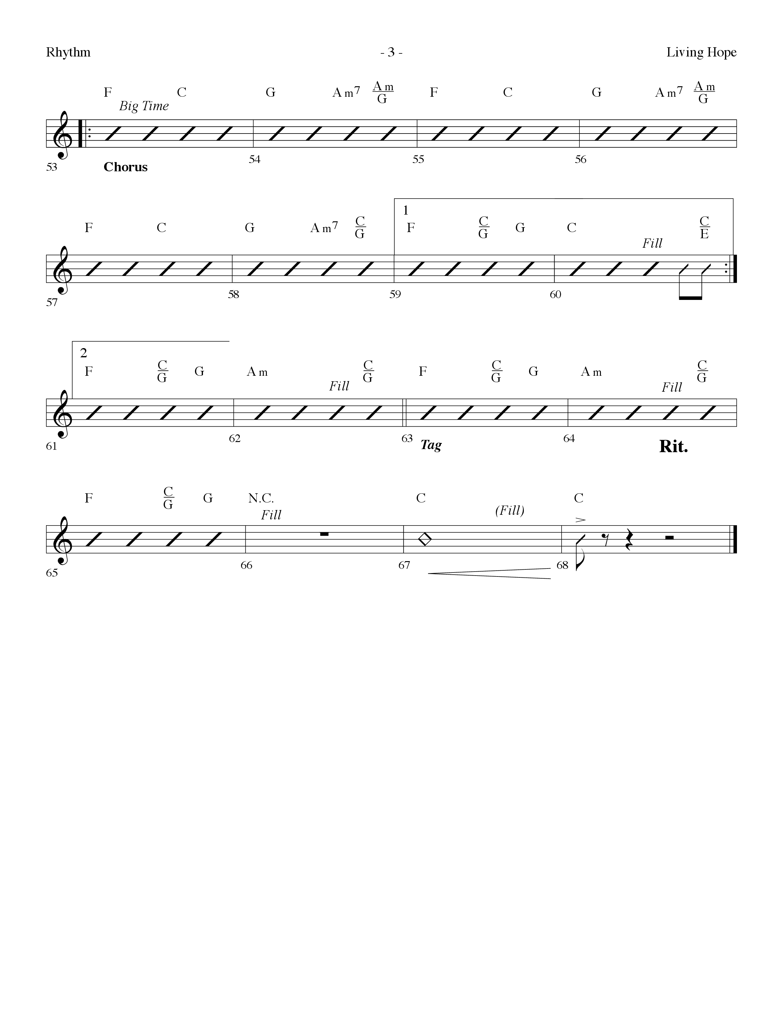 Living Hope (Choral Anthem SATB) Rhythm Chart (Lifeway Choral / Arr. Dennis Allen)