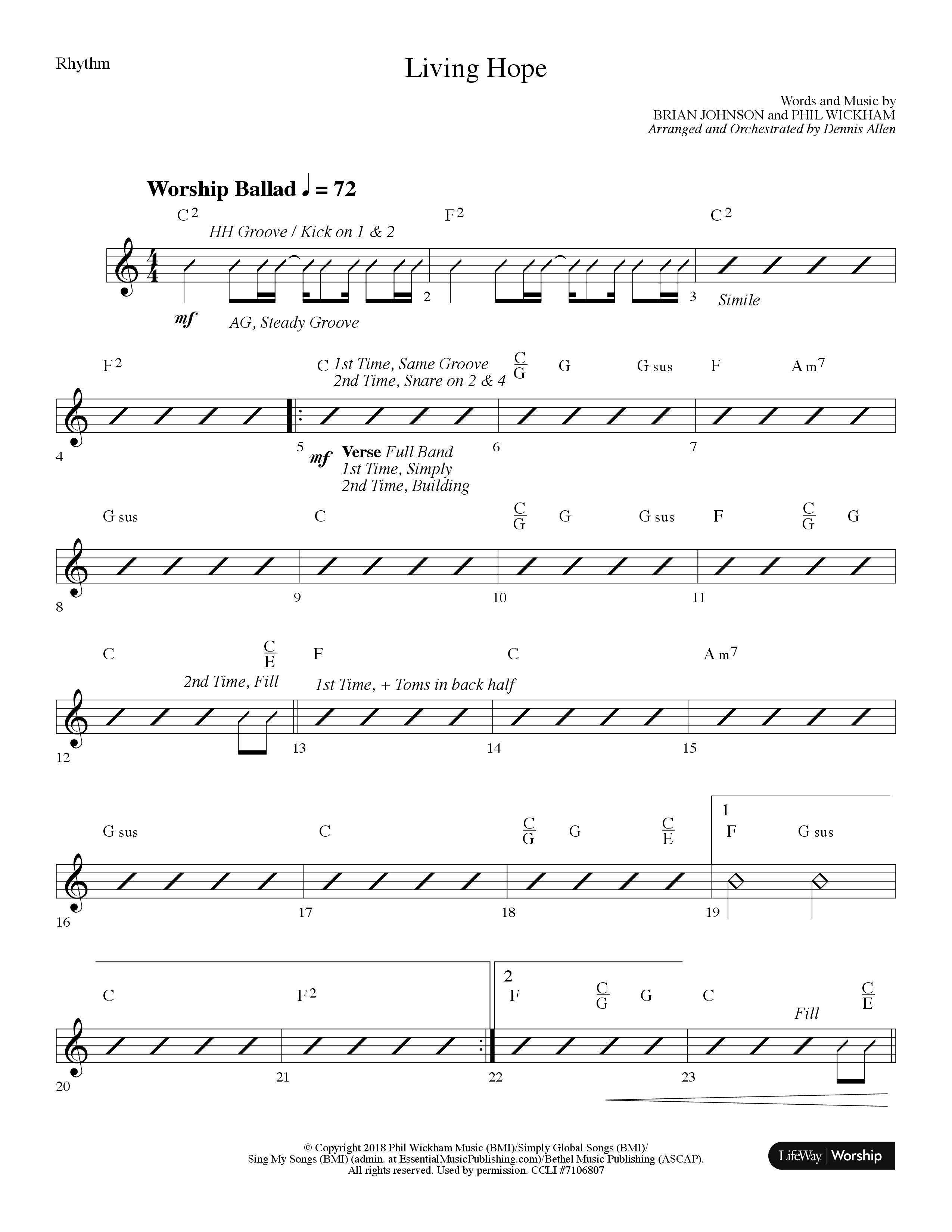 Living Hope (Choral Anthem SATB) Lead Melody & Rhythm (Lifeway Choral / Arr. Dennis Allen)