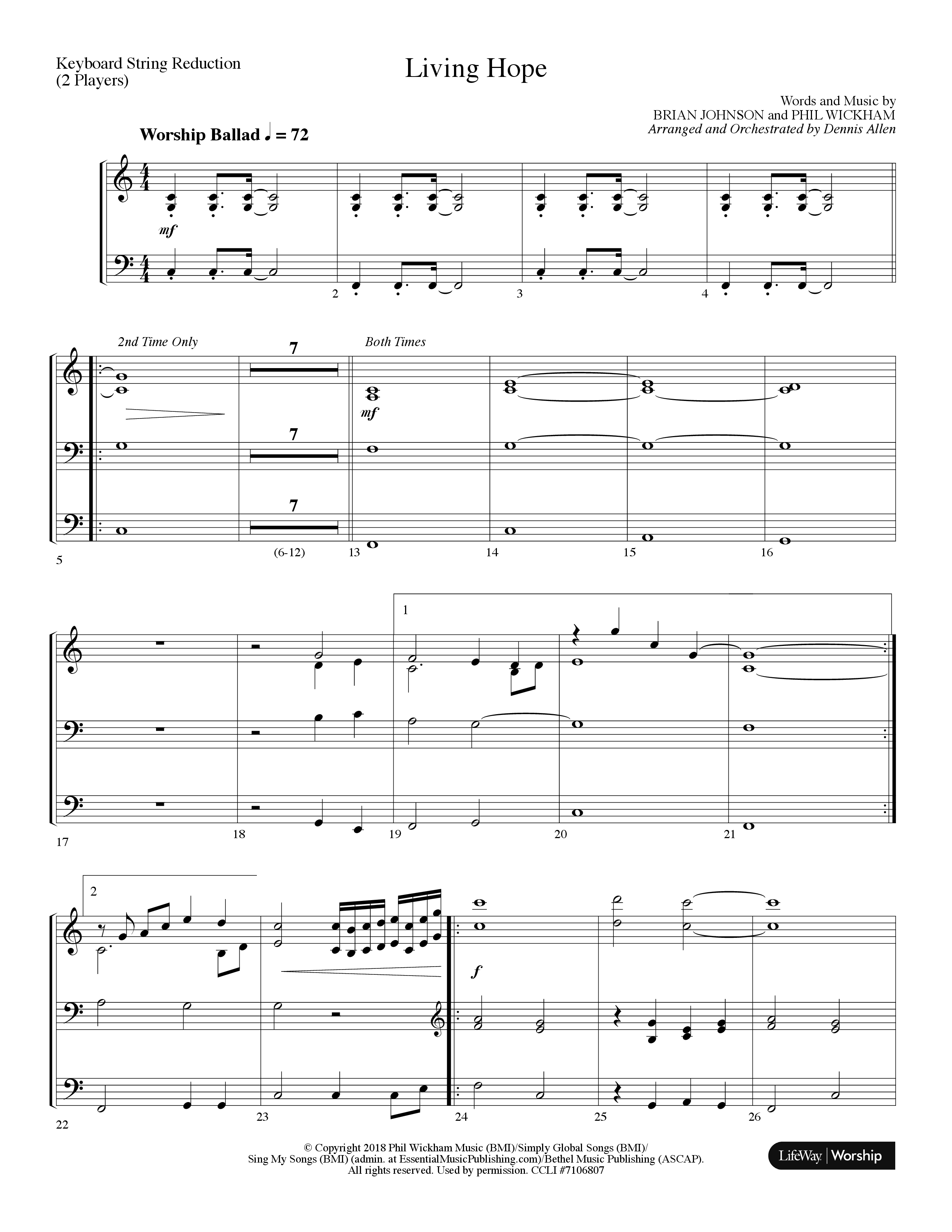 Living Hope (Choral Anthem SATB) String Reduction (Lifeway Choral / Arr. Dennis Allen)