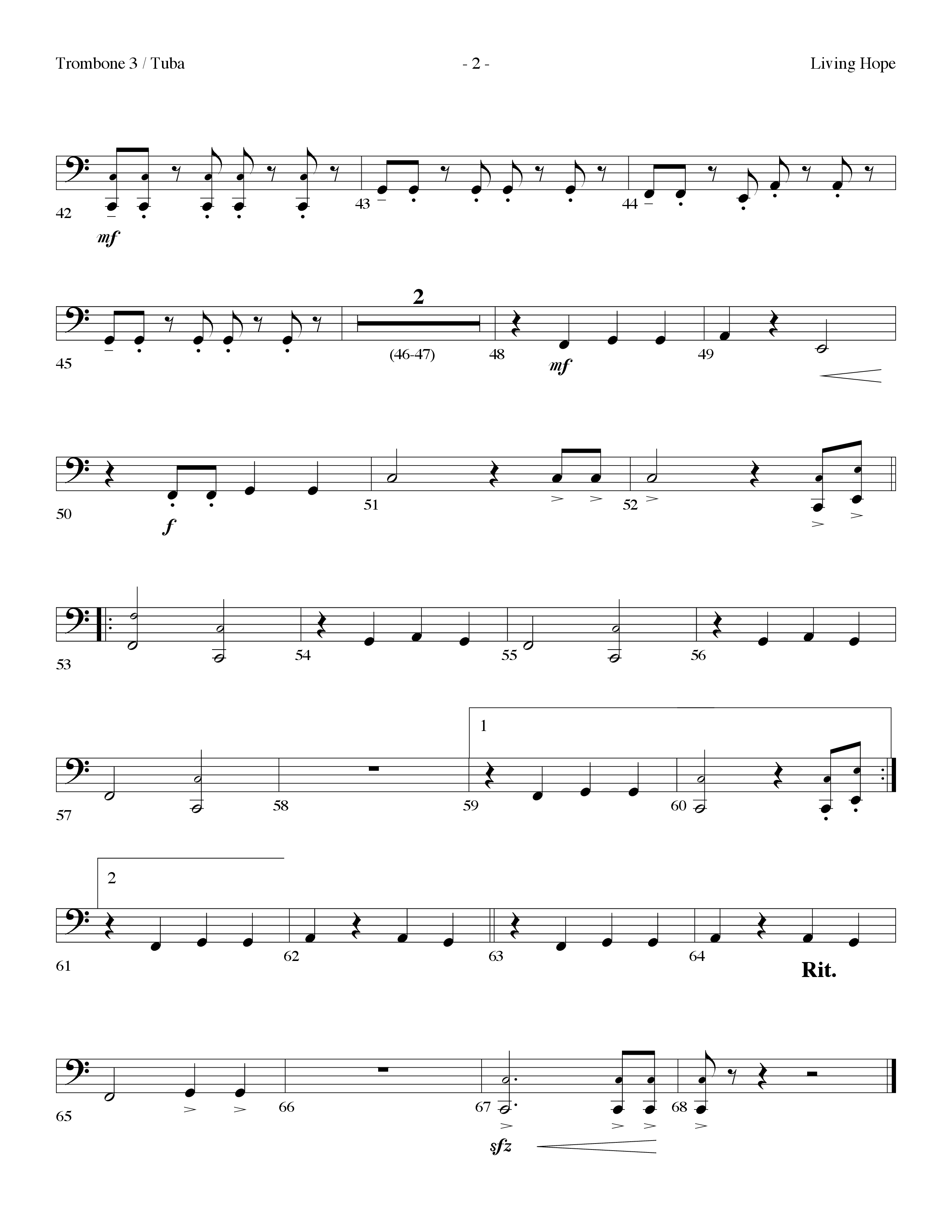 Living Hope (Choral Anthem SATB) Trombone 3/Tuba (Lifeway Choral / Arr. Dennis Allen)
