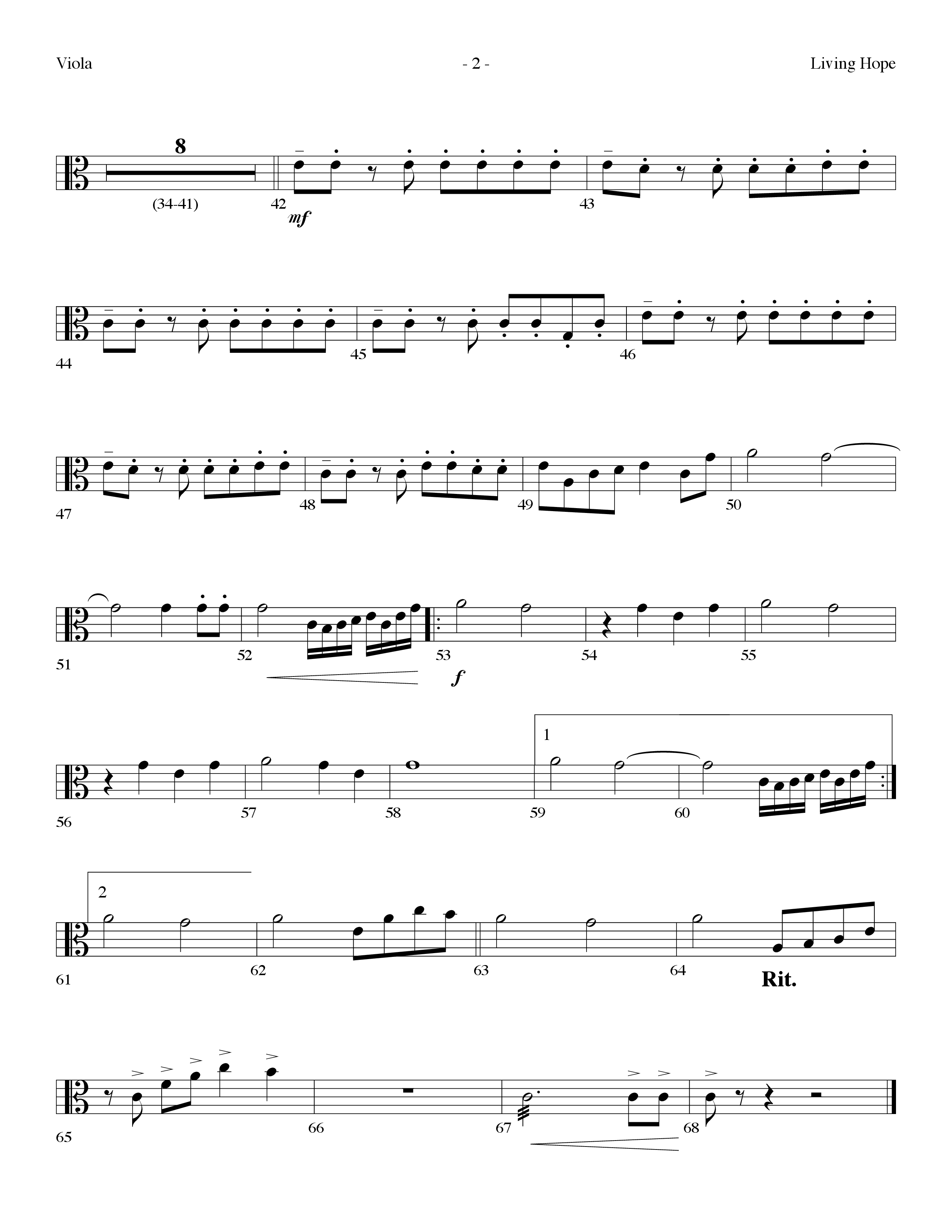 Living Hope (Choral Anthem SATB) Viola (Lifeway Choral / Arr. Dennis Allen)