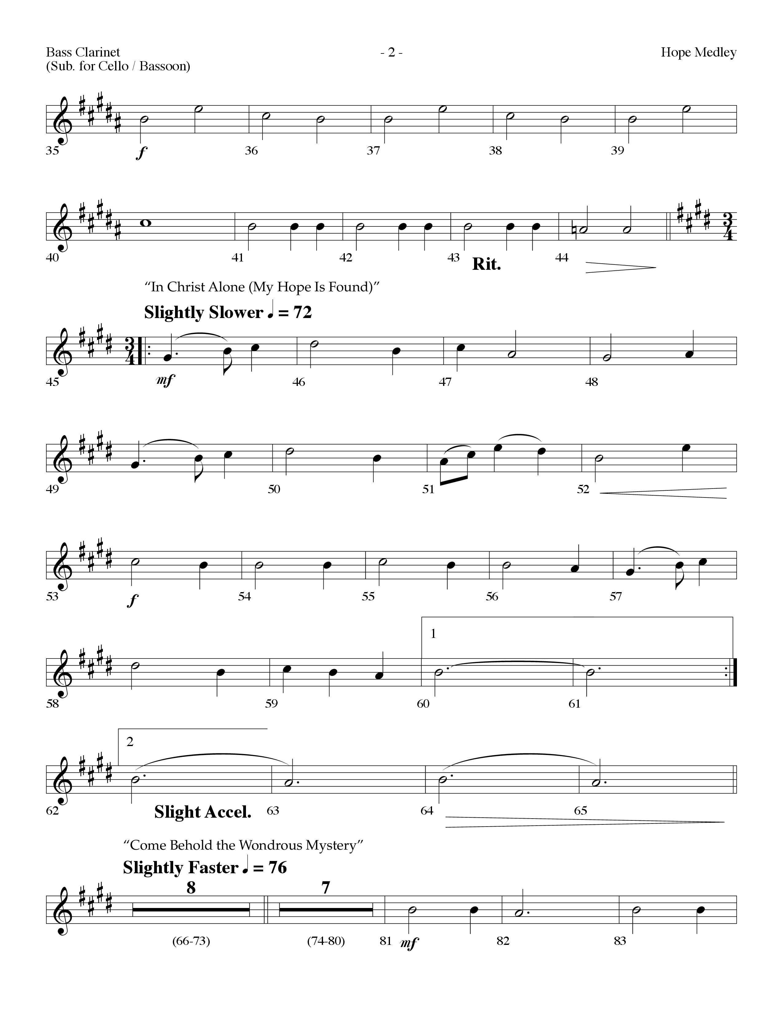 Hope Medley (with Cornerstone, In Christ Alone (My Hope Is Found), Come Behold The Wondrous Mystery) (Choral Anthem SATB) Bass Clarinet (Lifeway Choral / Arr. Dennis Allen)