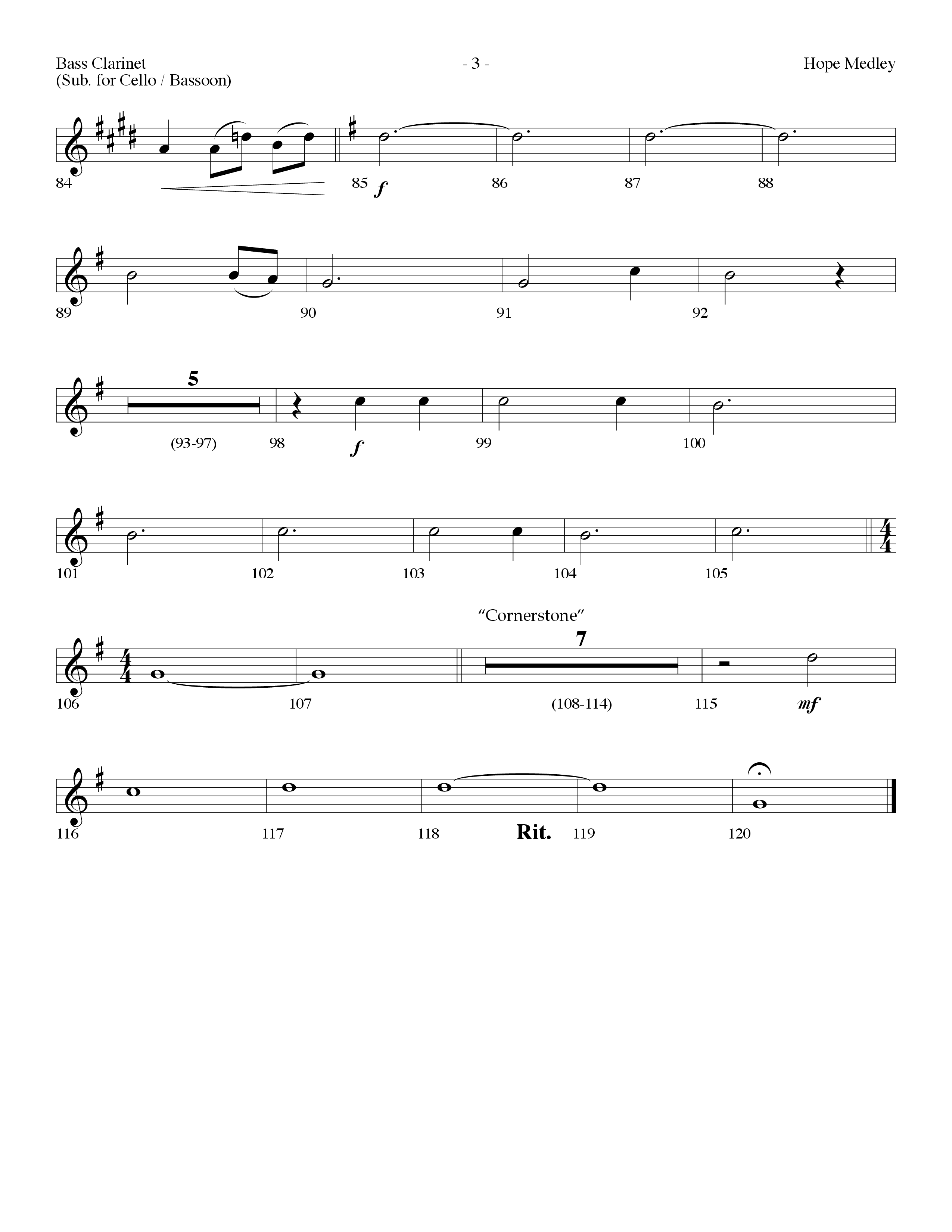 Hope Medley (with Cornerstone, In Christ Alone (My Hope Is Found), Come Behold The Wondrous Mystery) (Choral Anthem SATB) Bass Clarinet (Lifeway Choral / Arr. Dennis Allen)
