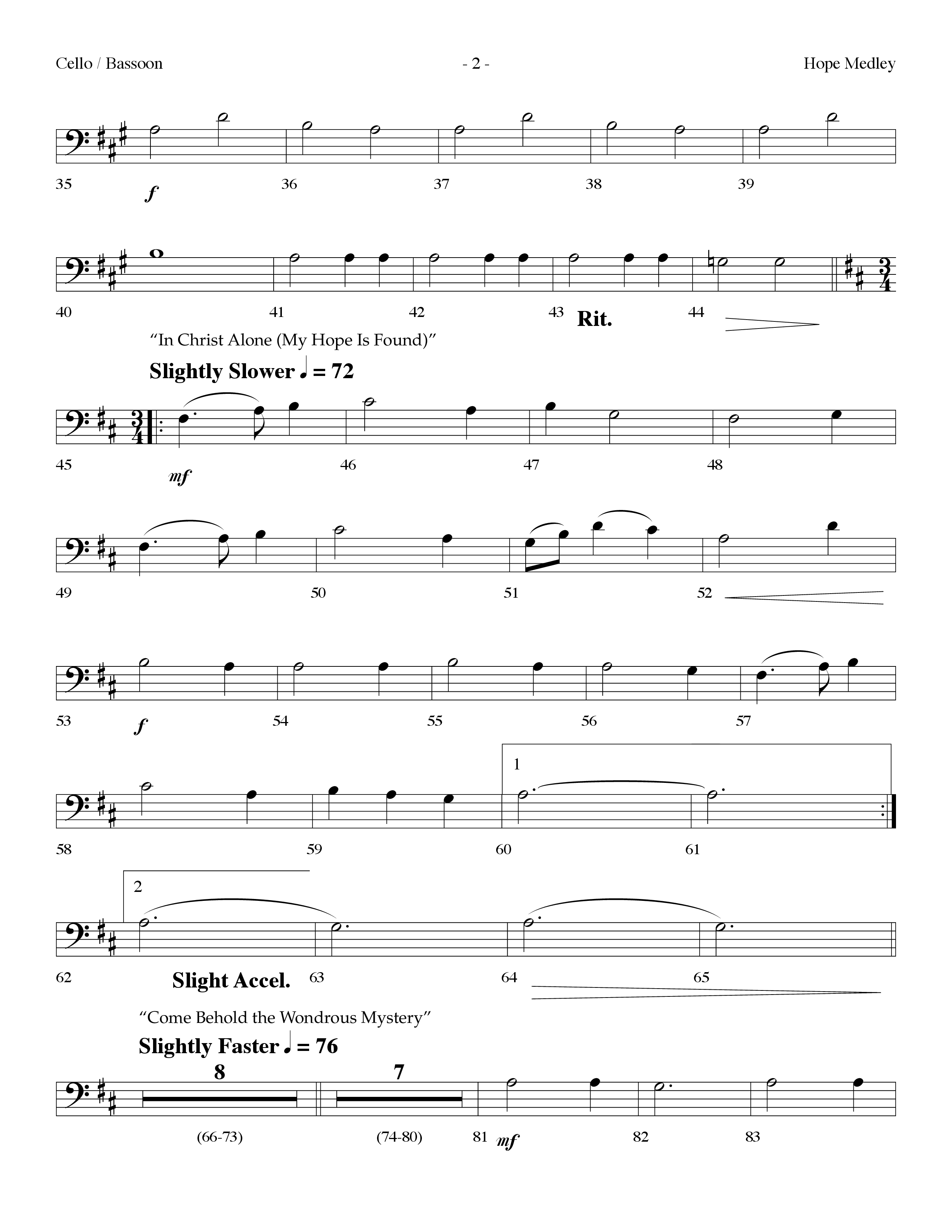 Hope Medley (with Cornerstone, In Christ Alone (My Hope Is Found), Come Behold The Wondrous Mystery) (Choral Anthem SATB) Cello (Lifeway Choral / Arr. Dennis Allen)