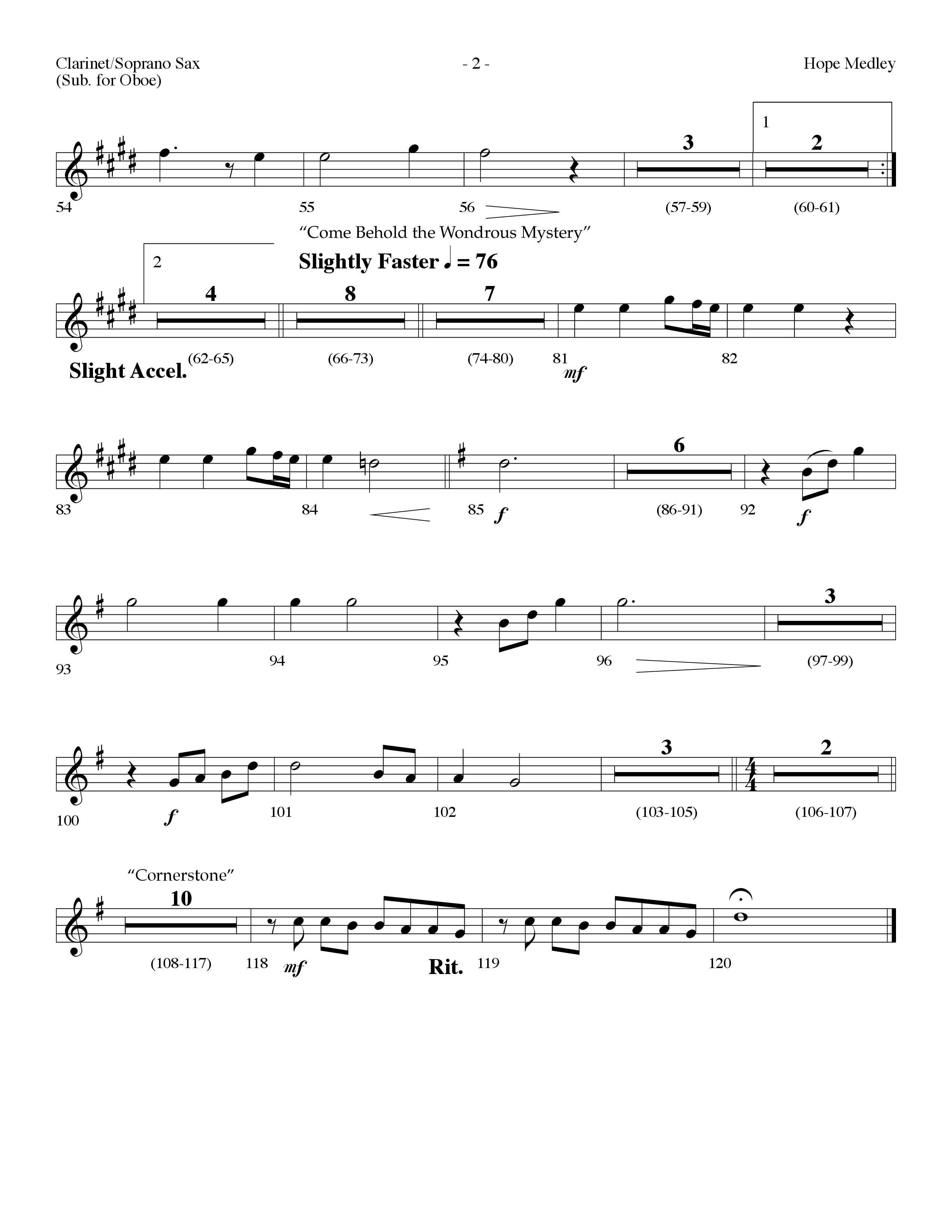 Hope Medley (with Cornerstone, In Christ Alone (My Hope Is Found), Come Behold The Wondrous Mystery) (Choral Anthem SATB) Clarinet/Soprano Sax (Lifeway Choral / Arr. Dennis Allen)