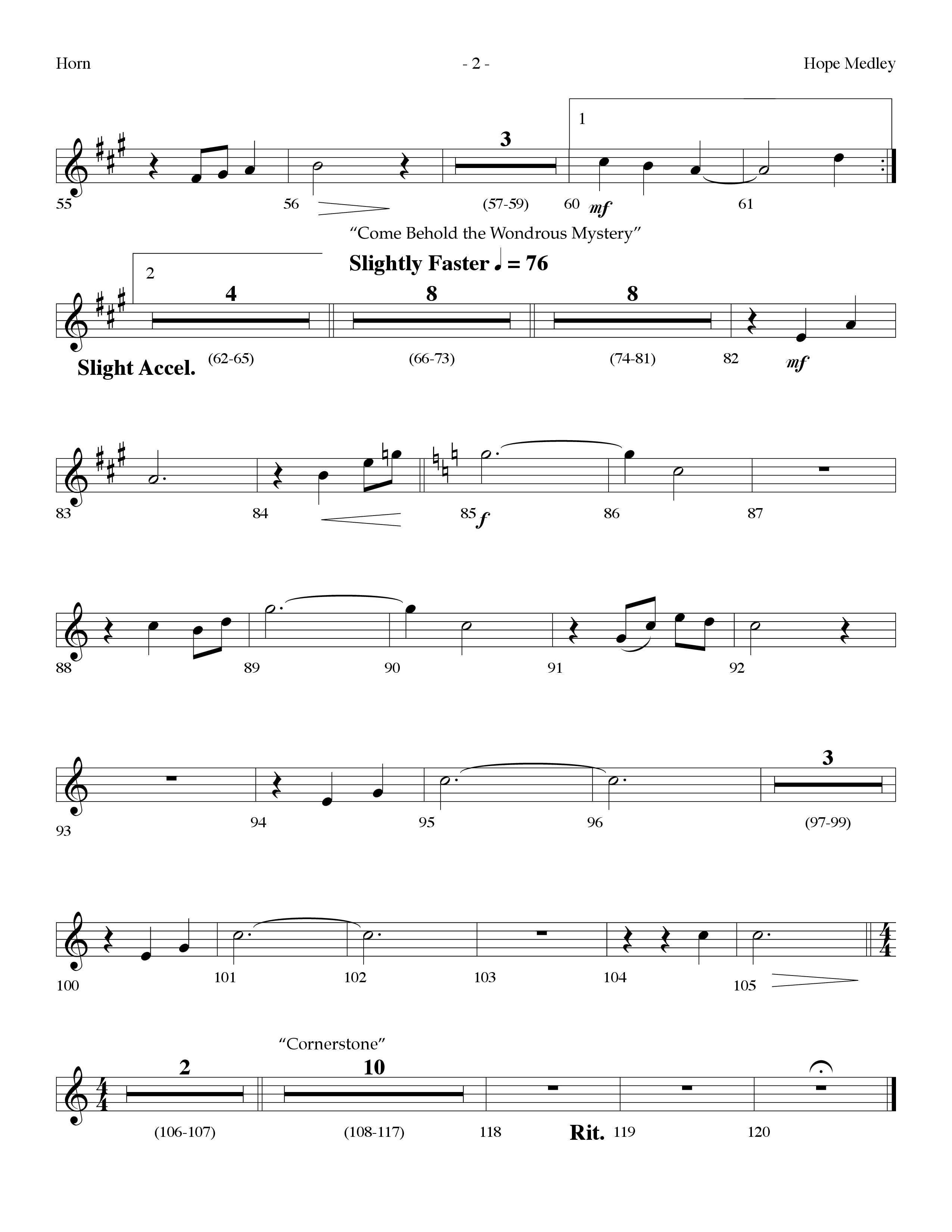 Hope Medley (with Cornerstone, In Christ Alone (My Hope Is Found), Come Behold The Wondrous Mystery) (Choral Anthem SATB) French Horn (Lifeway Choral / Arr. Dennis Allen)