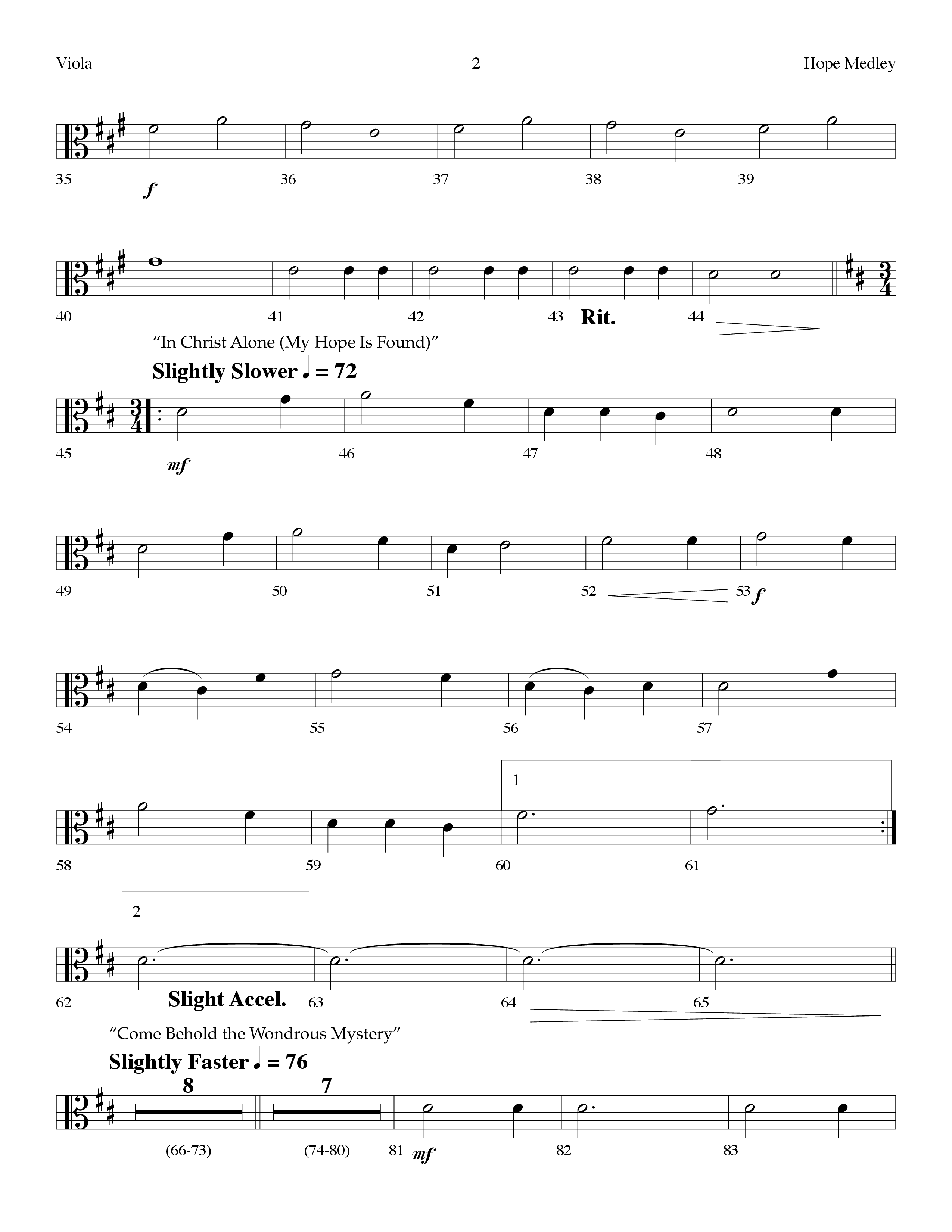 Hope Medley (with Cornerstone, In Christ Alone (My Hope Is Found), Come Behold The Wondrous Mystery) (Choral Anthem SATB) Viola (Lifeway Choral / Arr. Dennis Allen)