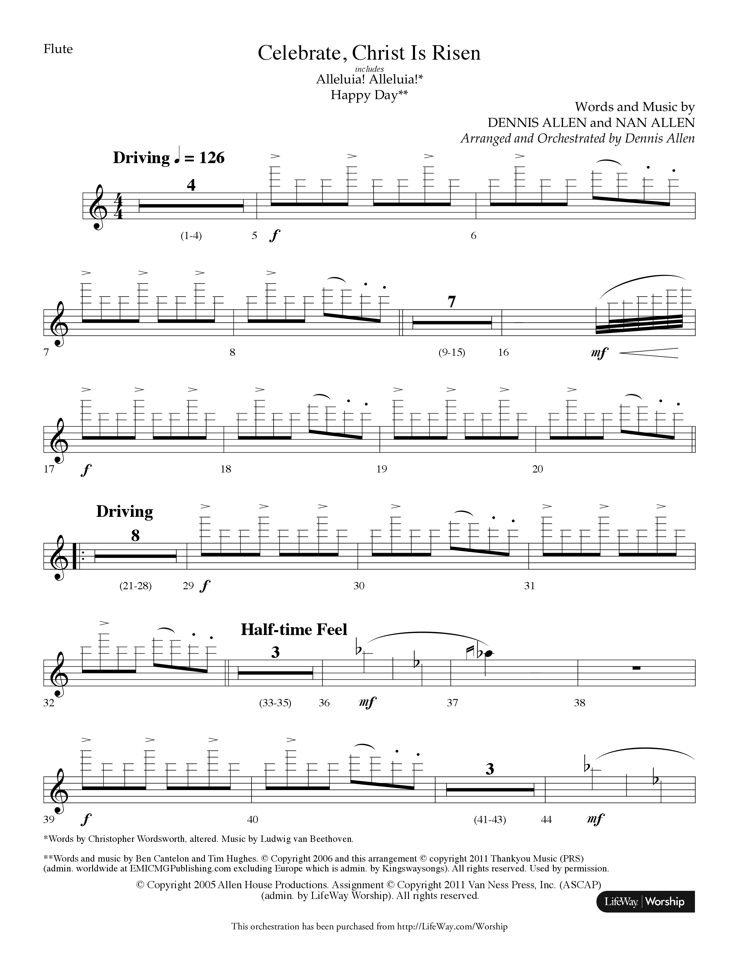 Celebrate Christ Is Risen (with Alleluia Alleluia, Happy Day) (Choral Anthem SATB) Flute (Lifeway Choral / Arr. Dennis Allen)