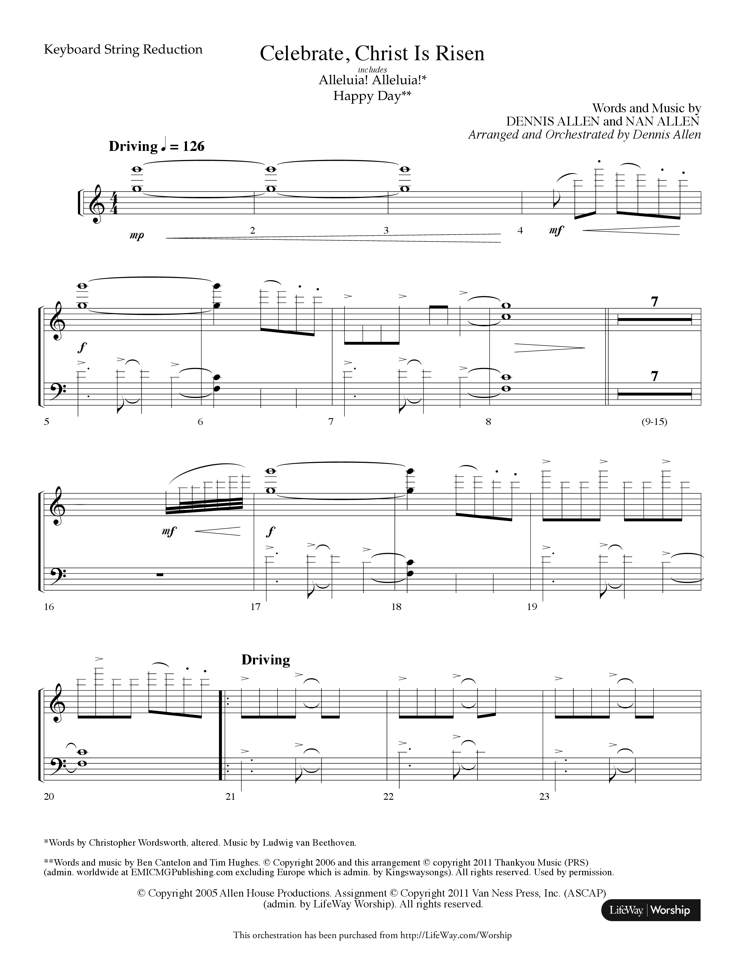 Celebrate Christ Is Risen (with Alleluia Alleluia, Happy Day) (Choral Anthem SATB) String Reduction (Lifeway Choral / Arr. Dennis Allen)