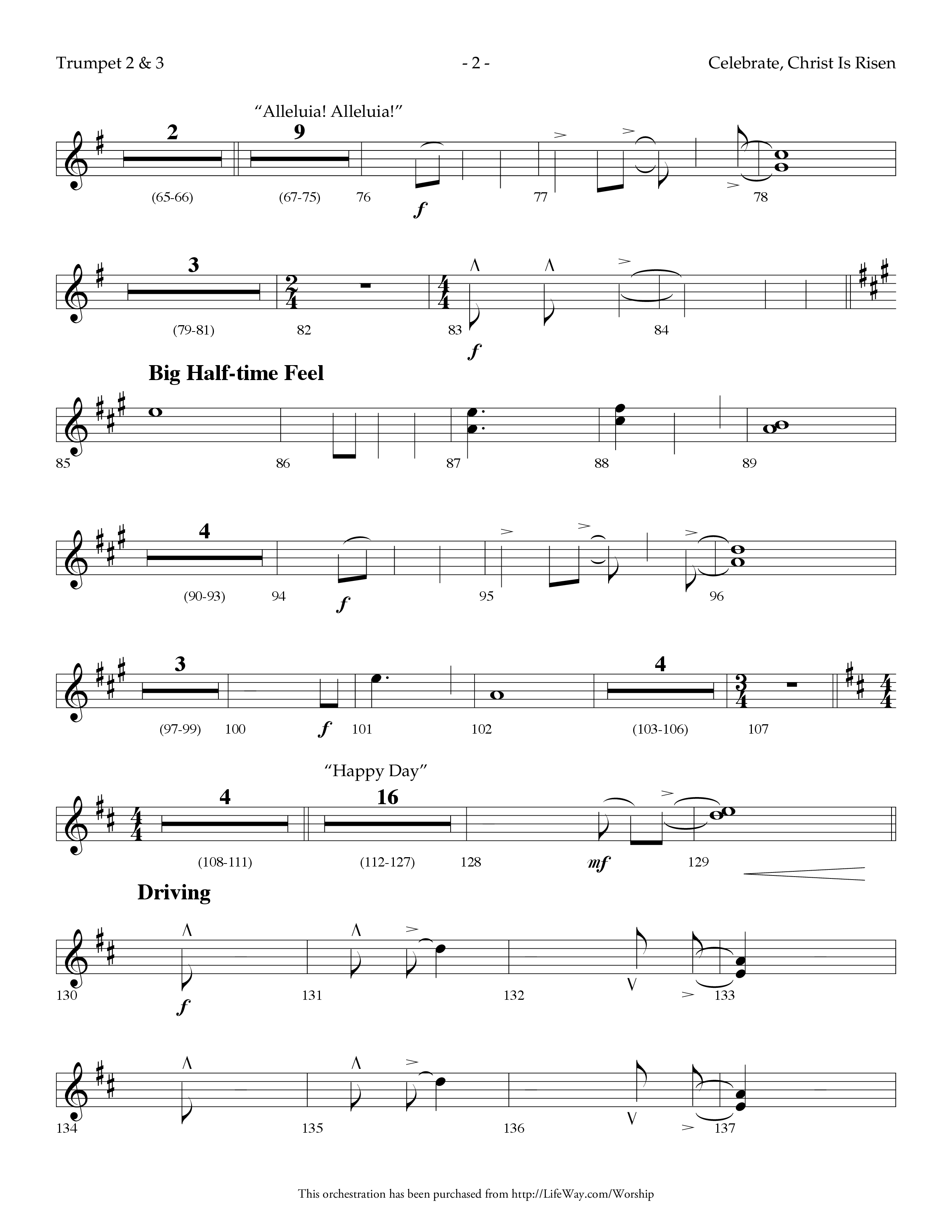 Celebrate Christ Is Risen (with Alleluia Alleluia, Happy Day) (Choral Anthem SATB) Trumpet 2/3 (Lifeway Choral / Arr. Dennis Allen)