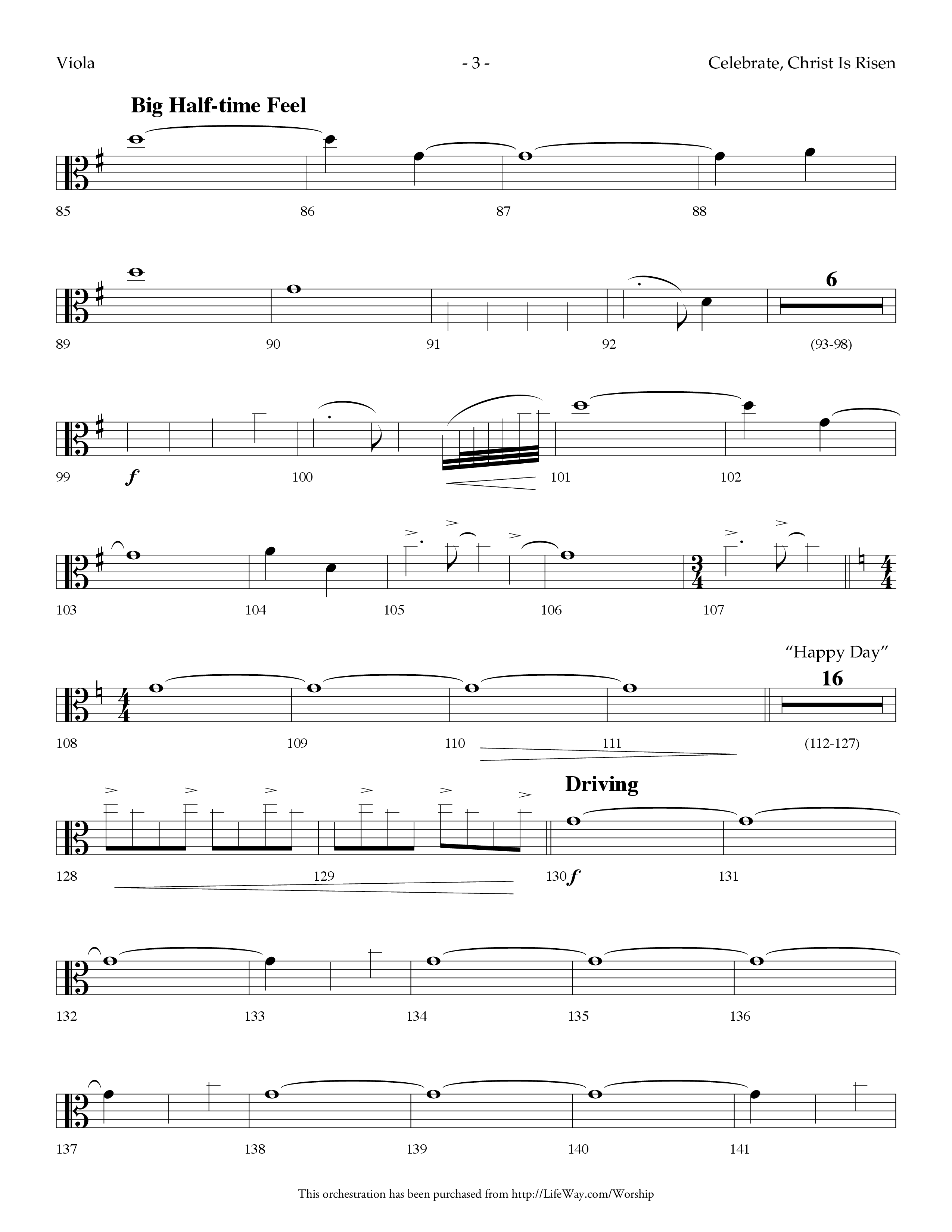 Celebrate Christ Is Risen (with Alleluia Alleluia, Happy Day) (Choral Anthem SATB) Viola (Lifeway Choral / Arr. Dennis Allen)