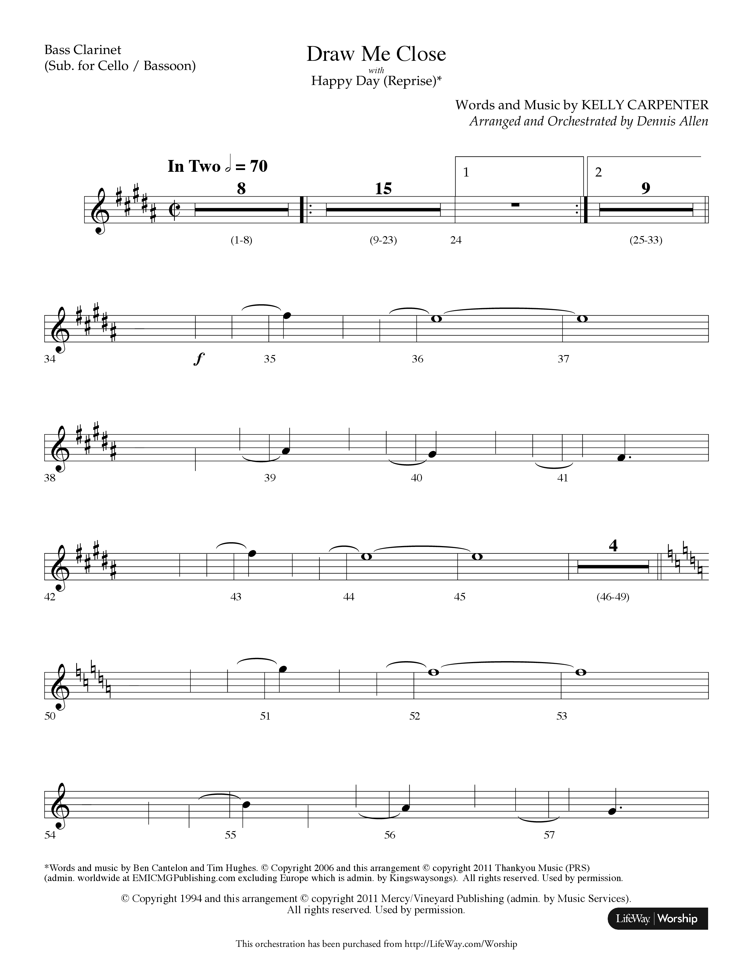 Draw Me Close (with Happy Day (Reprise)) (Choral Anthem SATB) Bass Clarinet (Lifeway Choral / Arr. Dennis Allen)