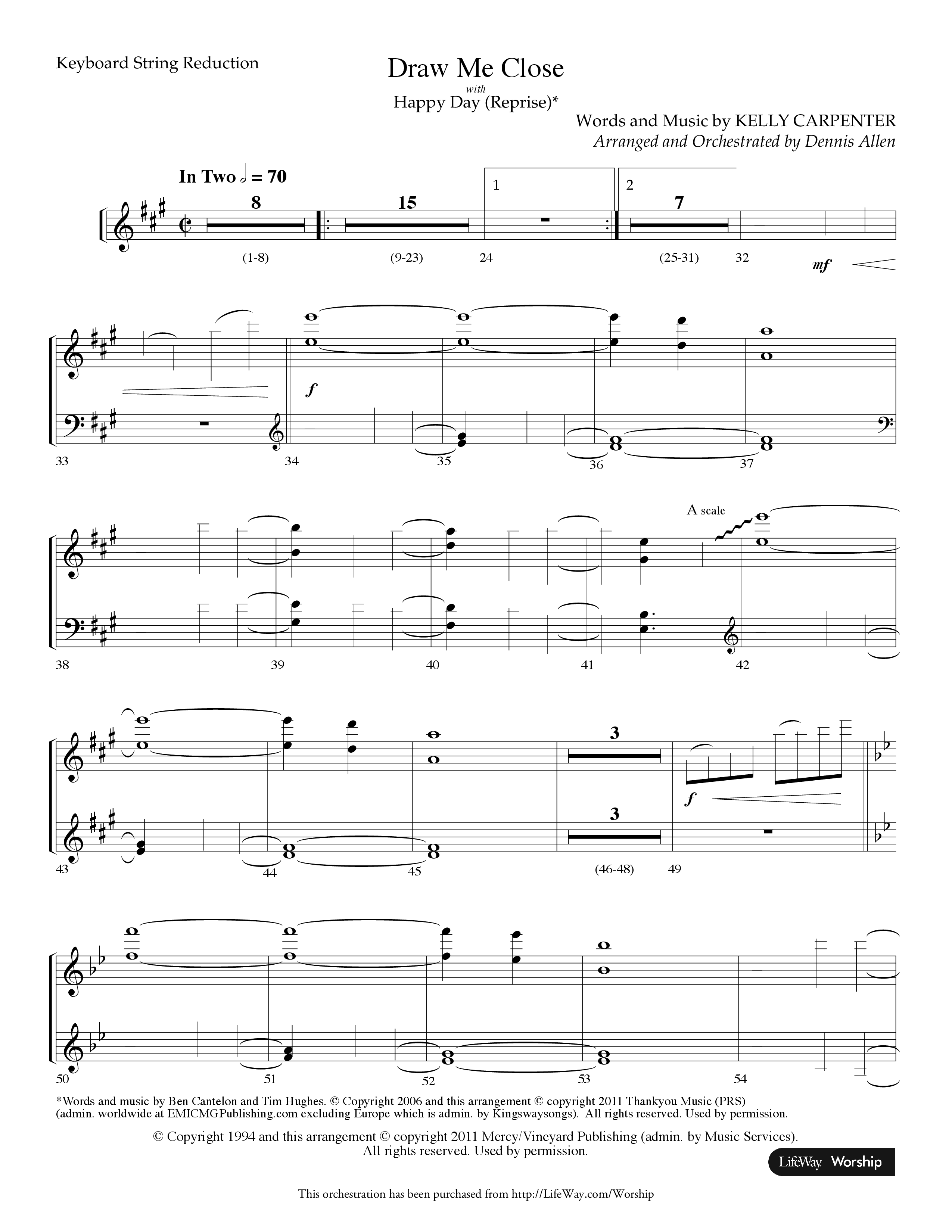 Draw Me Close (with Happy Day (Reprise)) (Choral Anthem SATB) String Reduction (Lifeway Choral / Arr. Dennis Allen)
