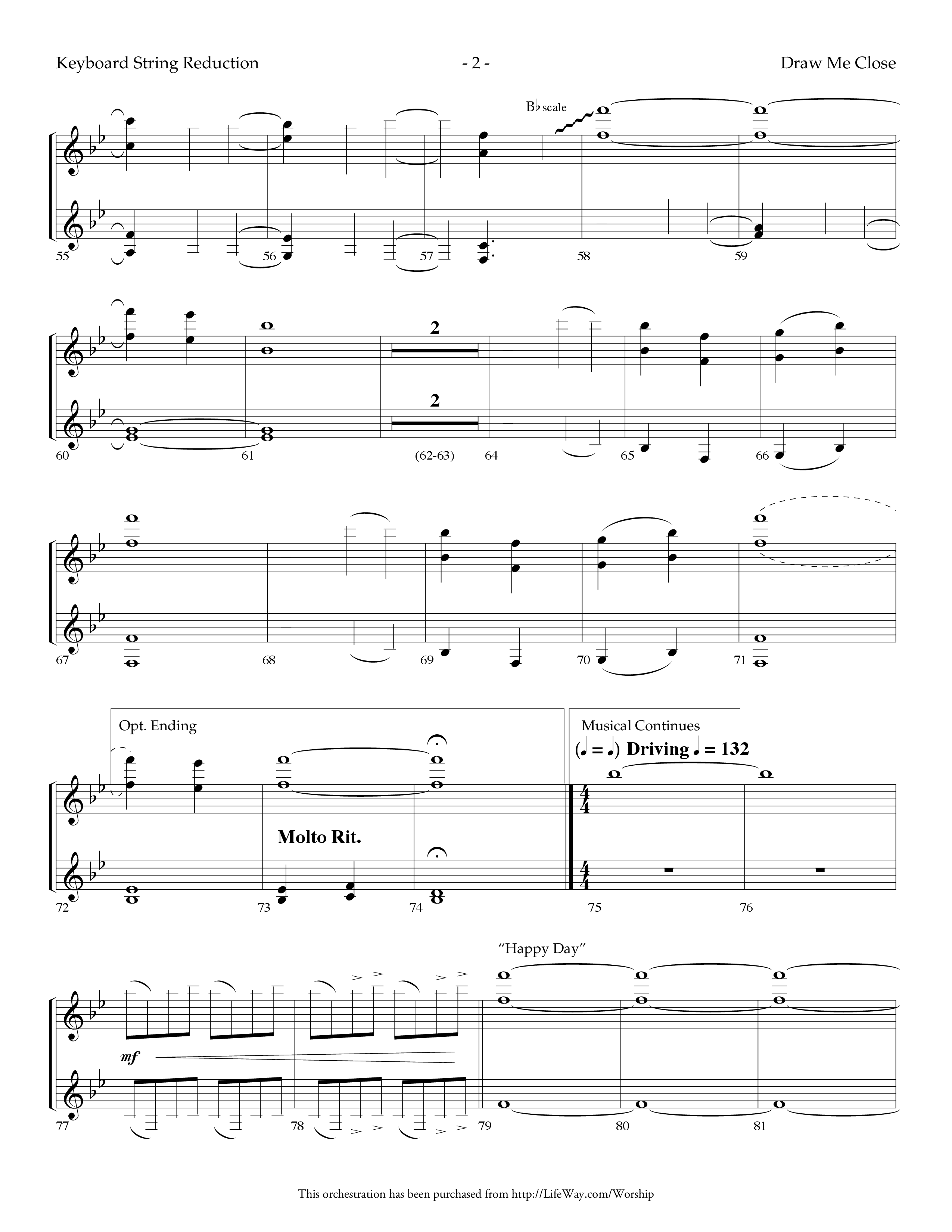 Draw Me Close (with Happy Day (Reprise)) (Choral Anthem SATB) String Reduction (Lifeway Choral / Arr. Dennis Allen)