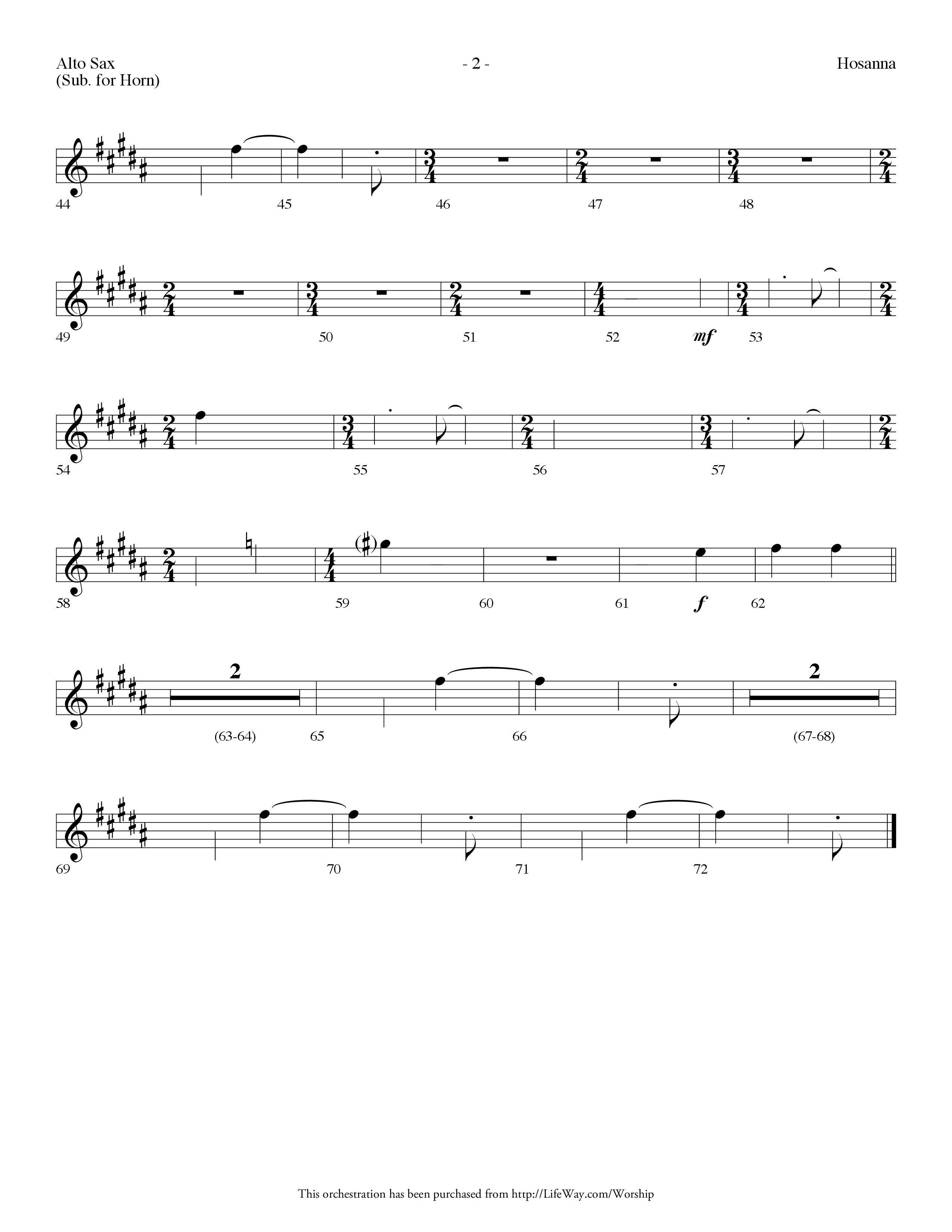 Hosanna (Choral Anthem SATB) Alto Sax (Lifeway Choral / Arr. Dennis Allen)
