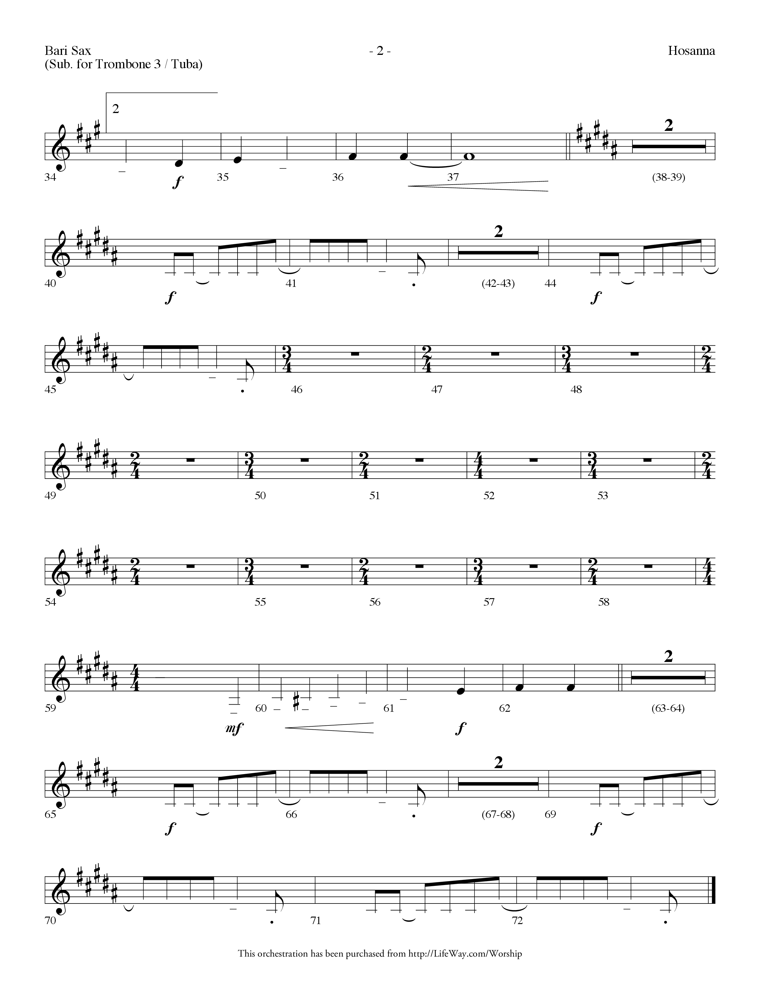 Hosanna (Choral Anthem SATB) Bari Sax (Lifeway Choral / Arr. Dennis Allen)