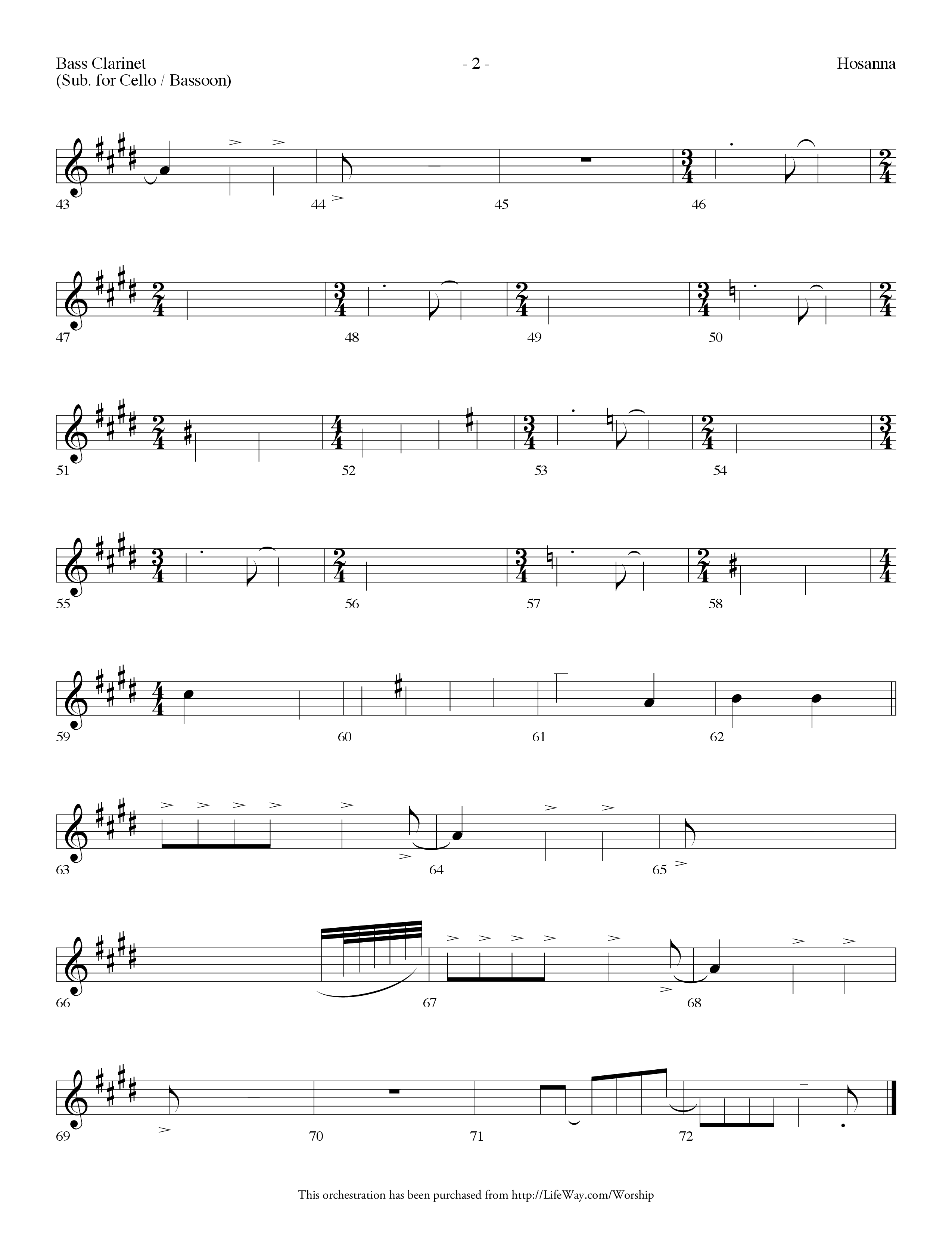 Hosanna (Choral Anthem SATB) Bass Clarinet (Lifeway Choral / Arr. Dennis Allen)