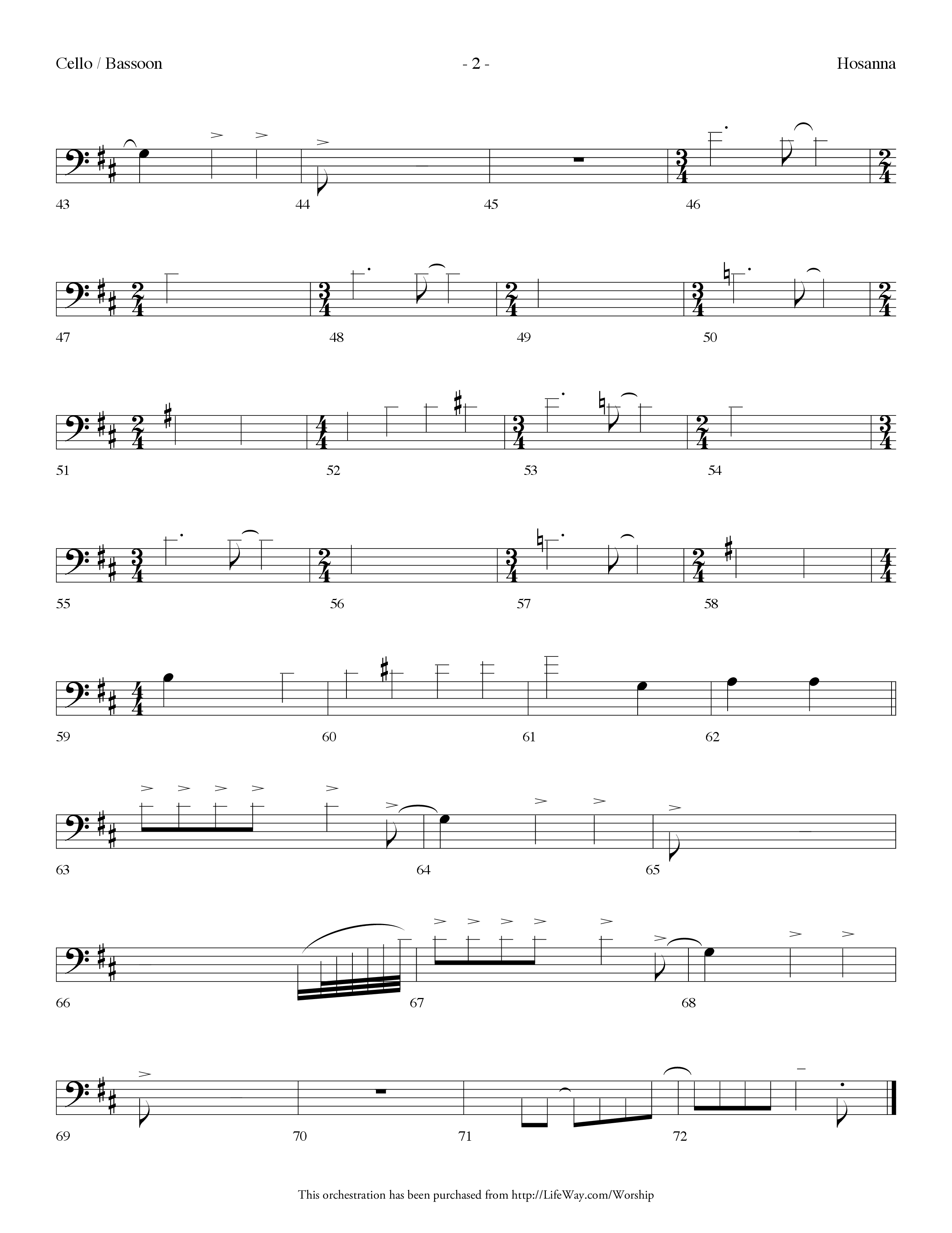 Hosanna (Choral Anthem SATB) Cello (Lifeway Choral / Arr. Dennis Allen)