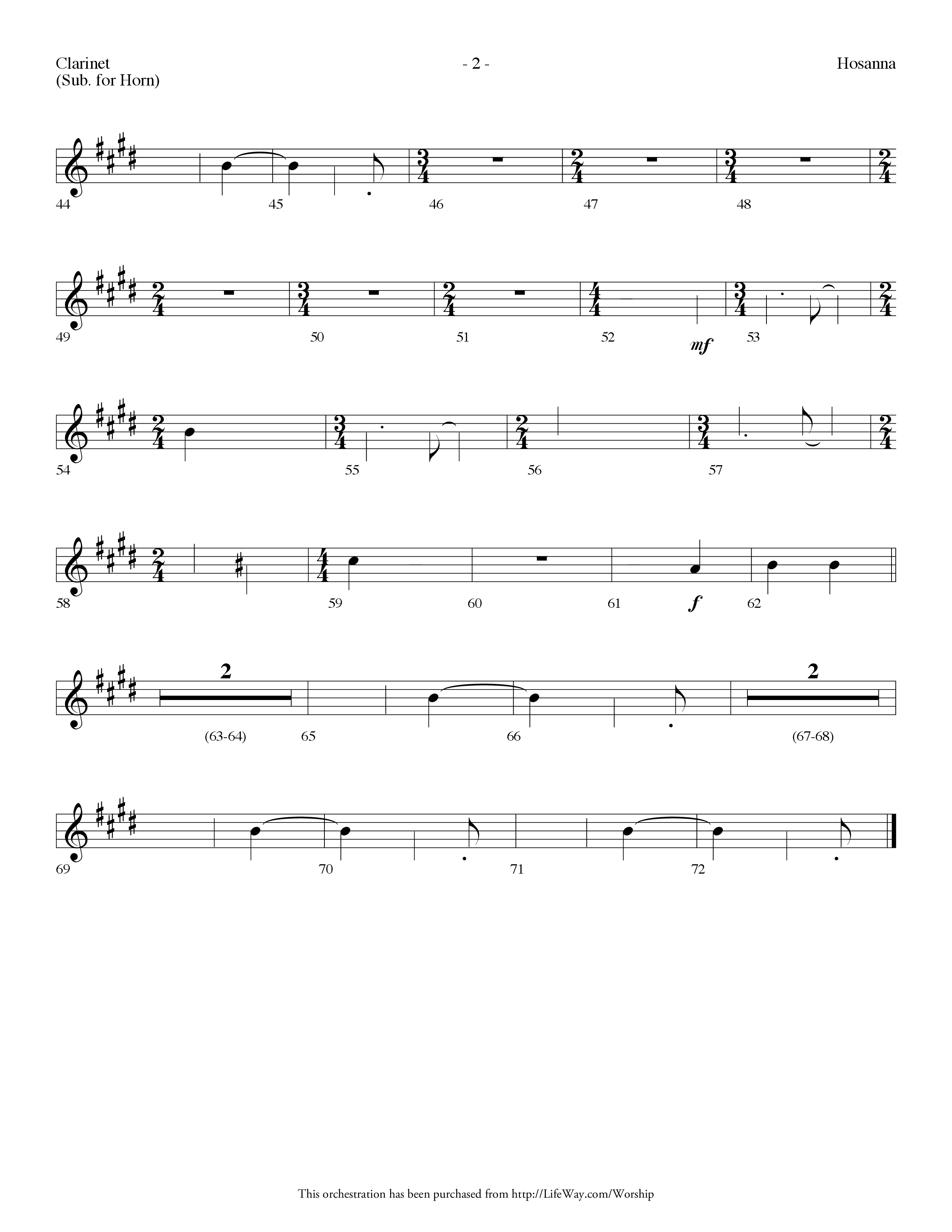 Hosanna (Choral Anthem SATB) Clarinet (Lifeway Choral / Arr. Dennis Allen)