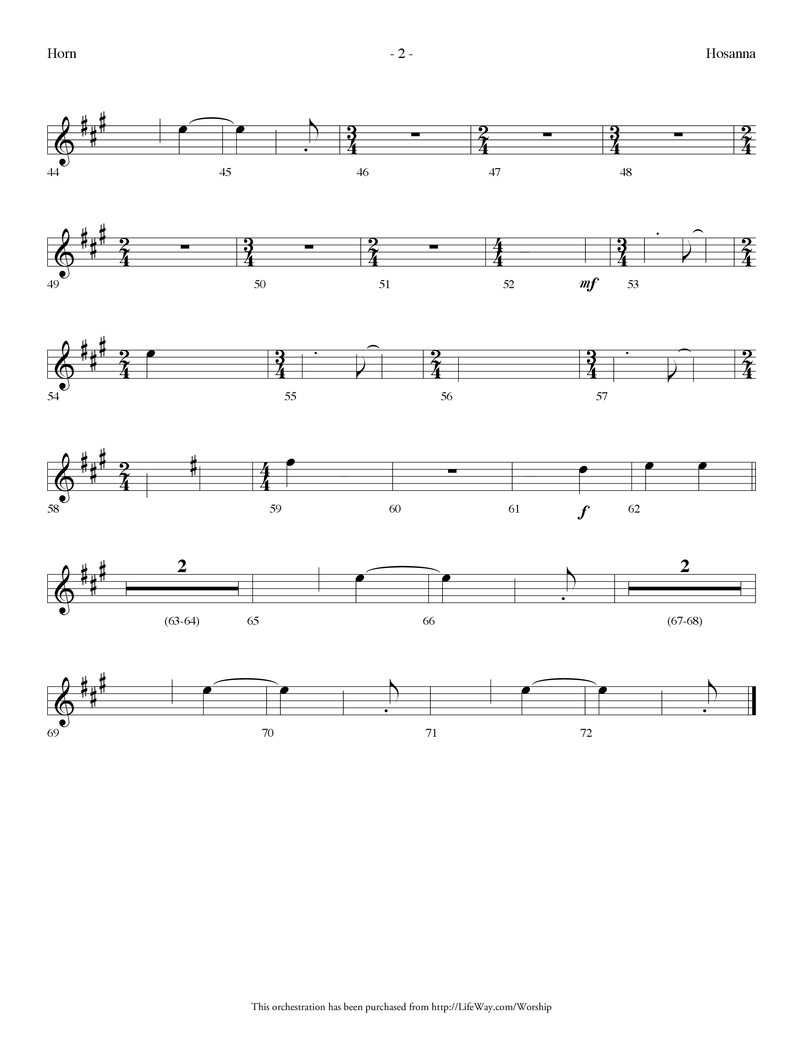 Hosanna (Choral Anthem SATB) French Horn (Lifeway Choral / Arr. Dennis Allen)