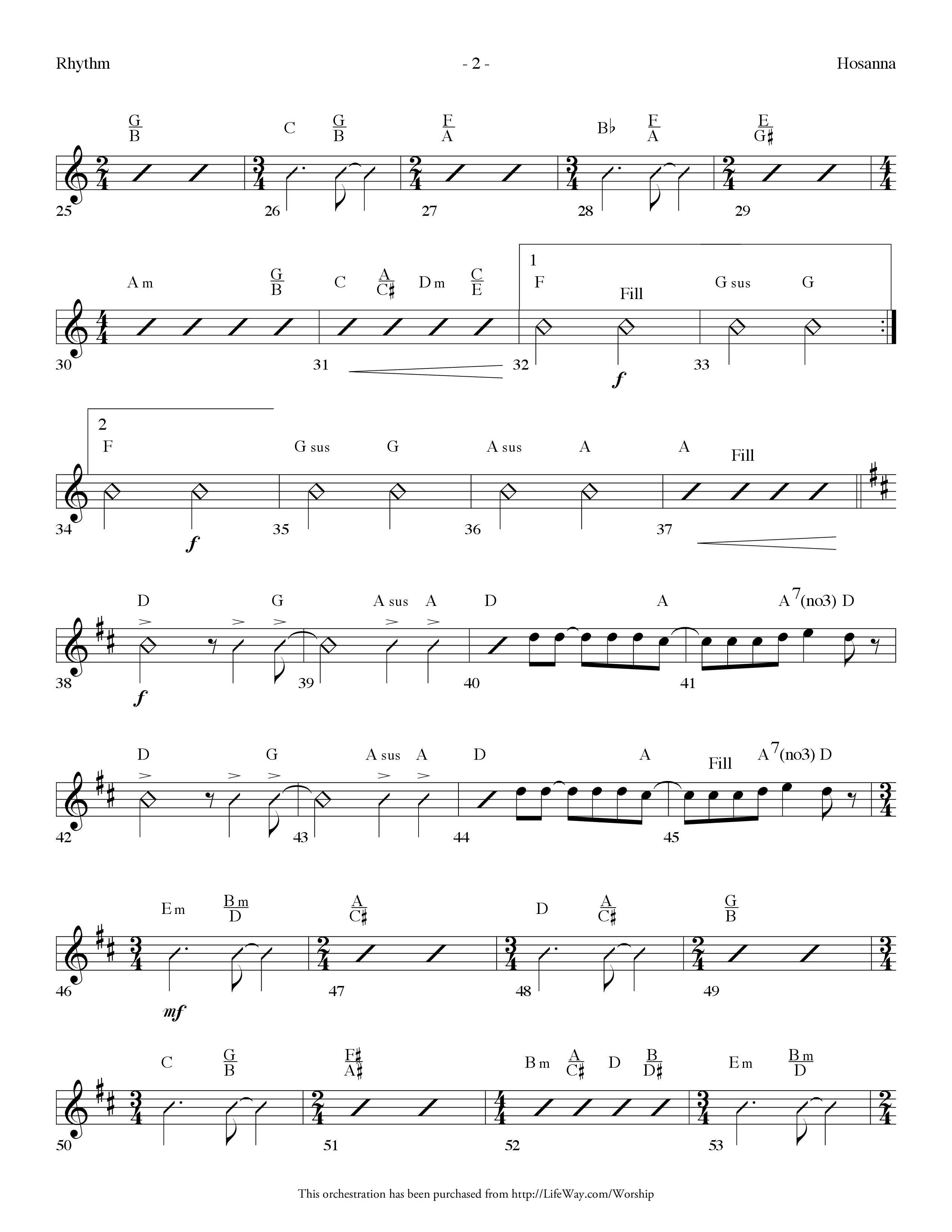 Hosanna (Choral Anthem SATB) Rhythm Chart (Lifeway Choral / Arr. Dennis Allen)
