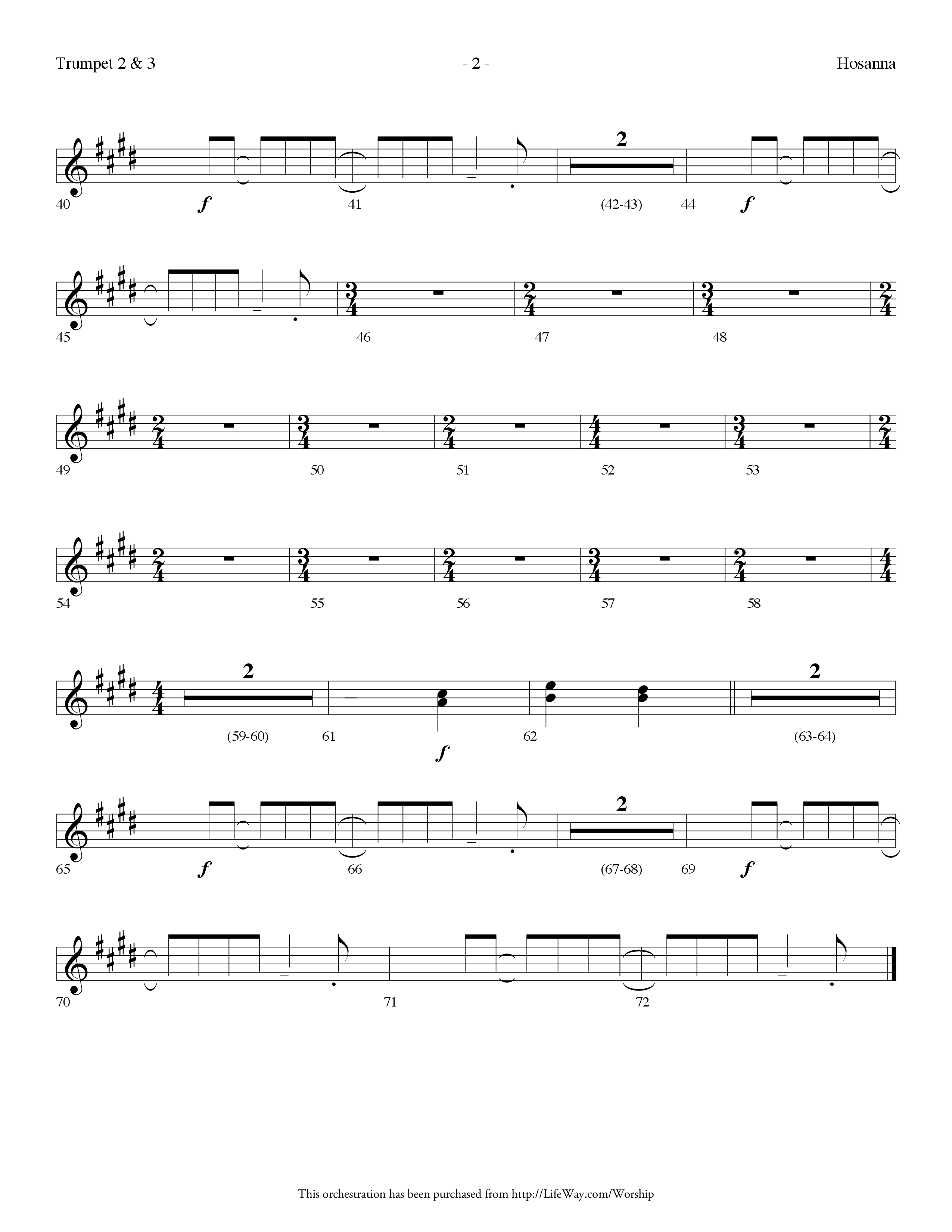 Hosanna (Choral Anthem SATB) Trumpet 2/3 (Lifeway Choral / Arr. Dennis Allen)