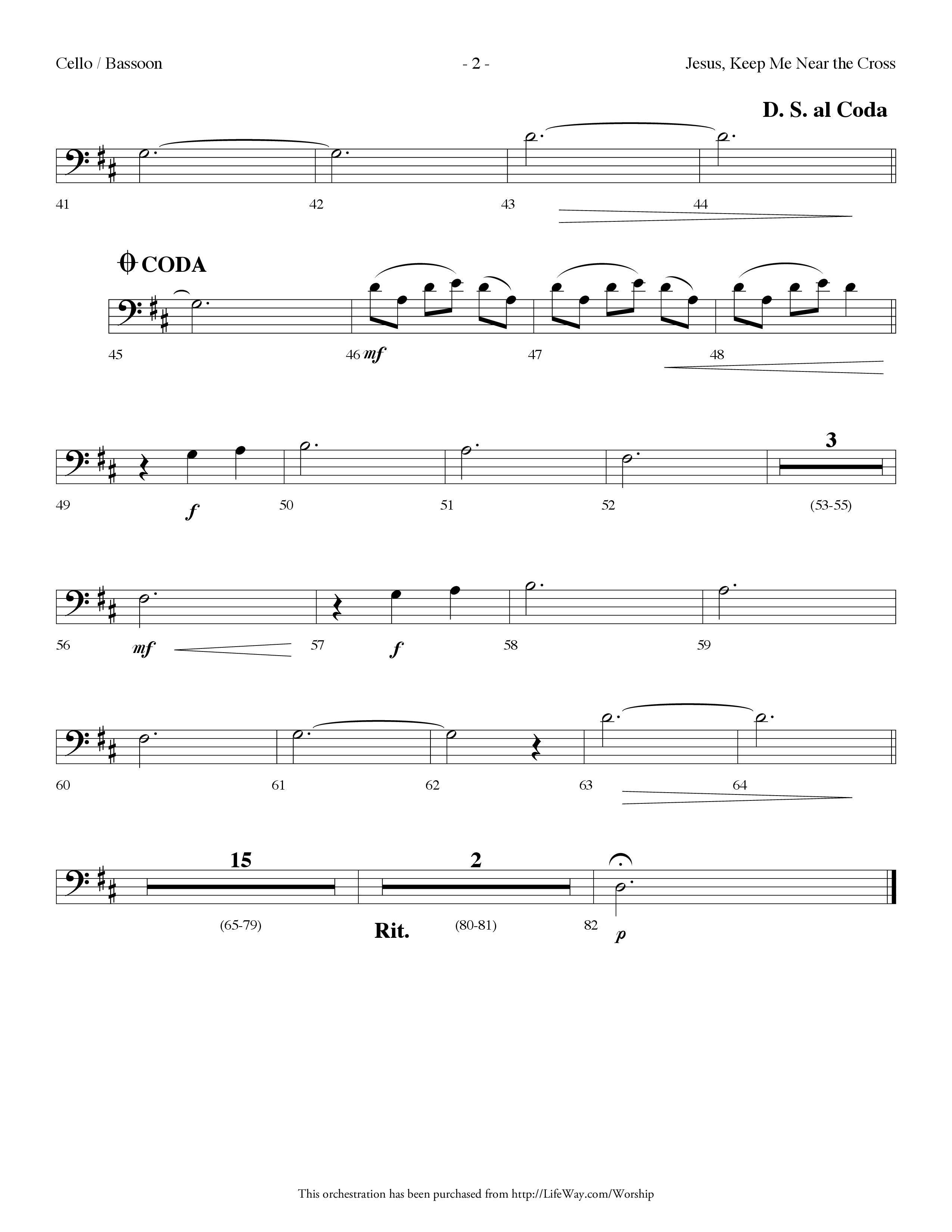 Jesus Keep Me Near The Cross (Choral Anthem SATB) Cello (Lifeway Choral / Arr. Dennis Allen)