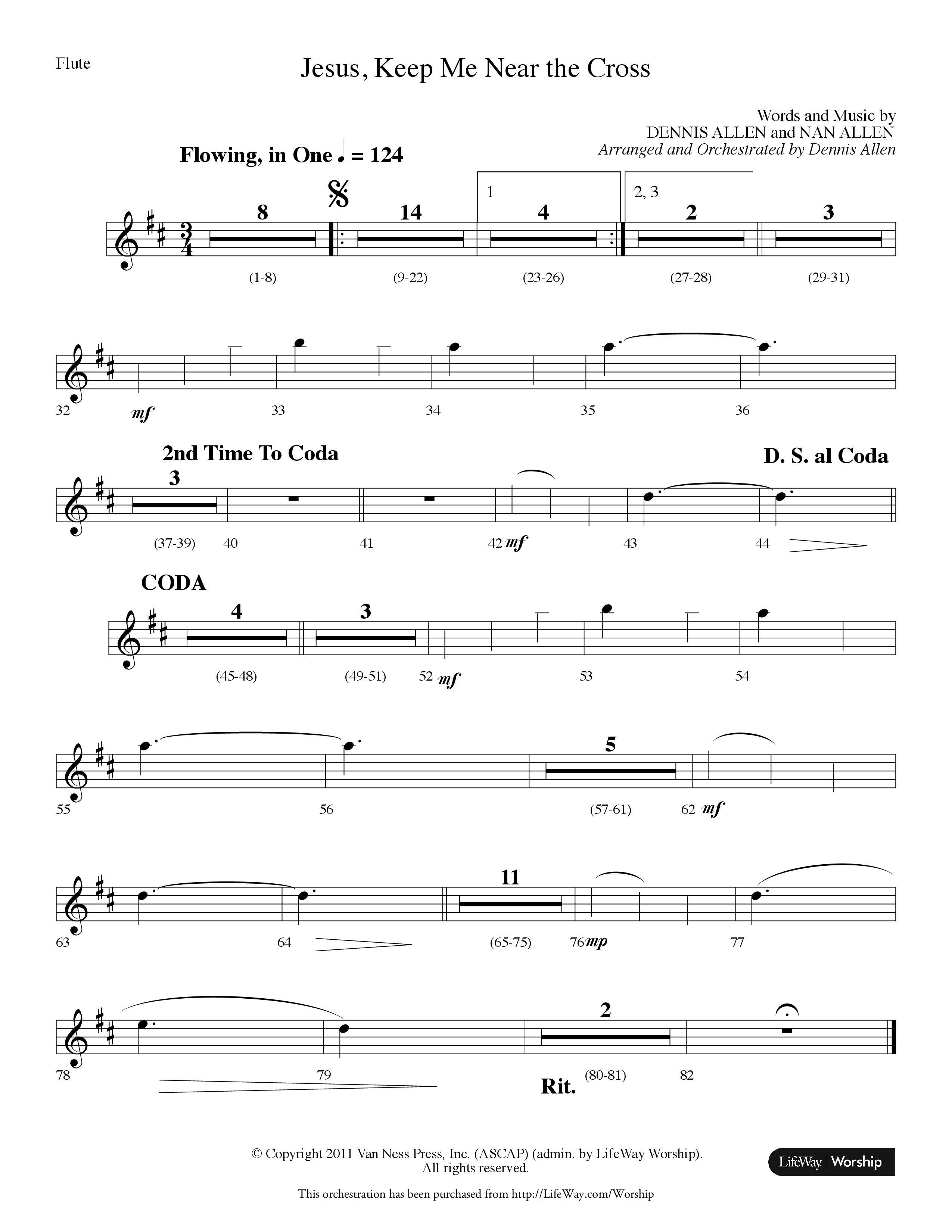 Jesus Keep Me Near The Cross (Choral Anthem SATB) Flute (Lifeway Choral / Arr. Dennis Allen)