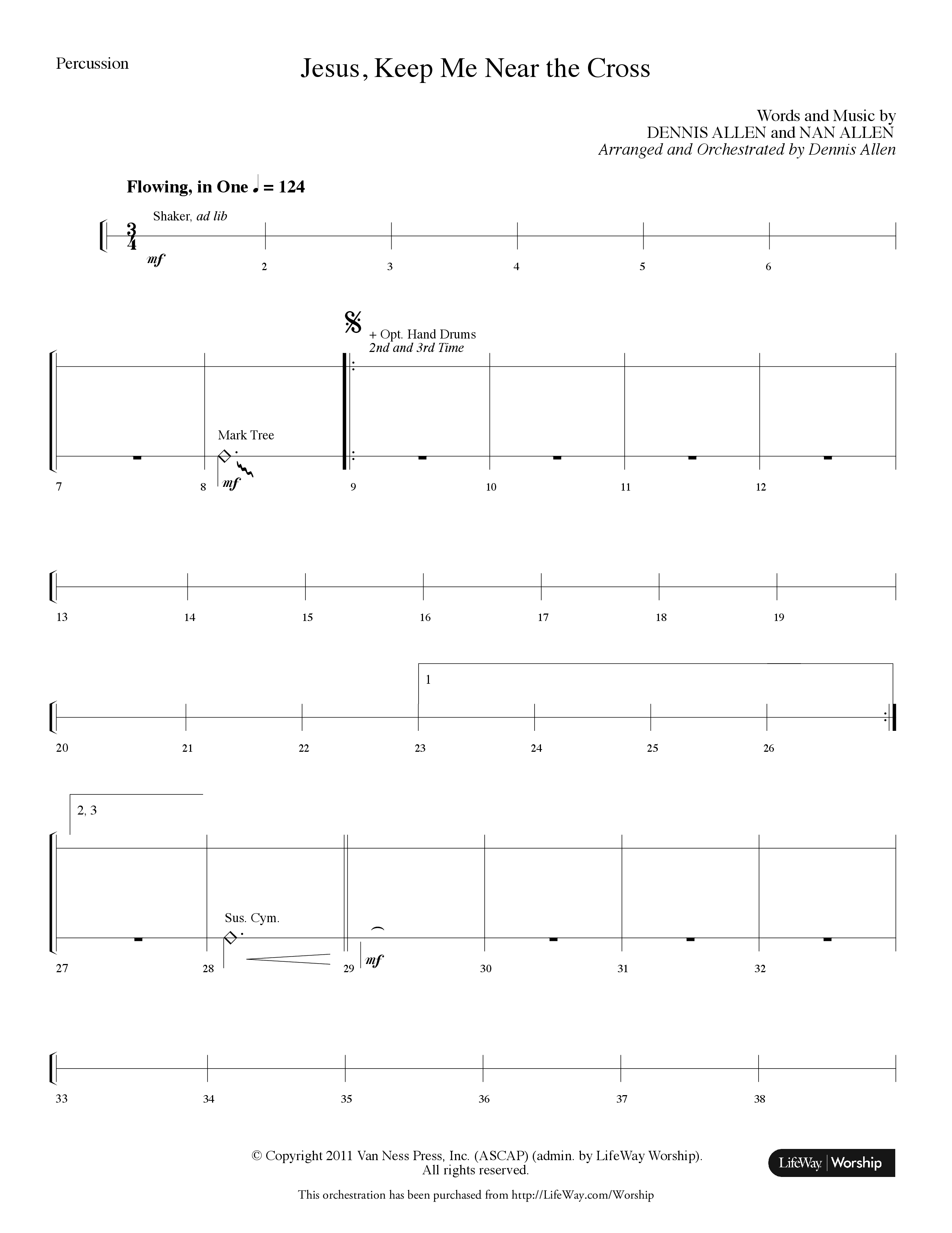 Jesus Keep Me Near The Cross (Choral Anthem SATB) Percussion (Lifeway Choral / Arr. Dennis Allen)