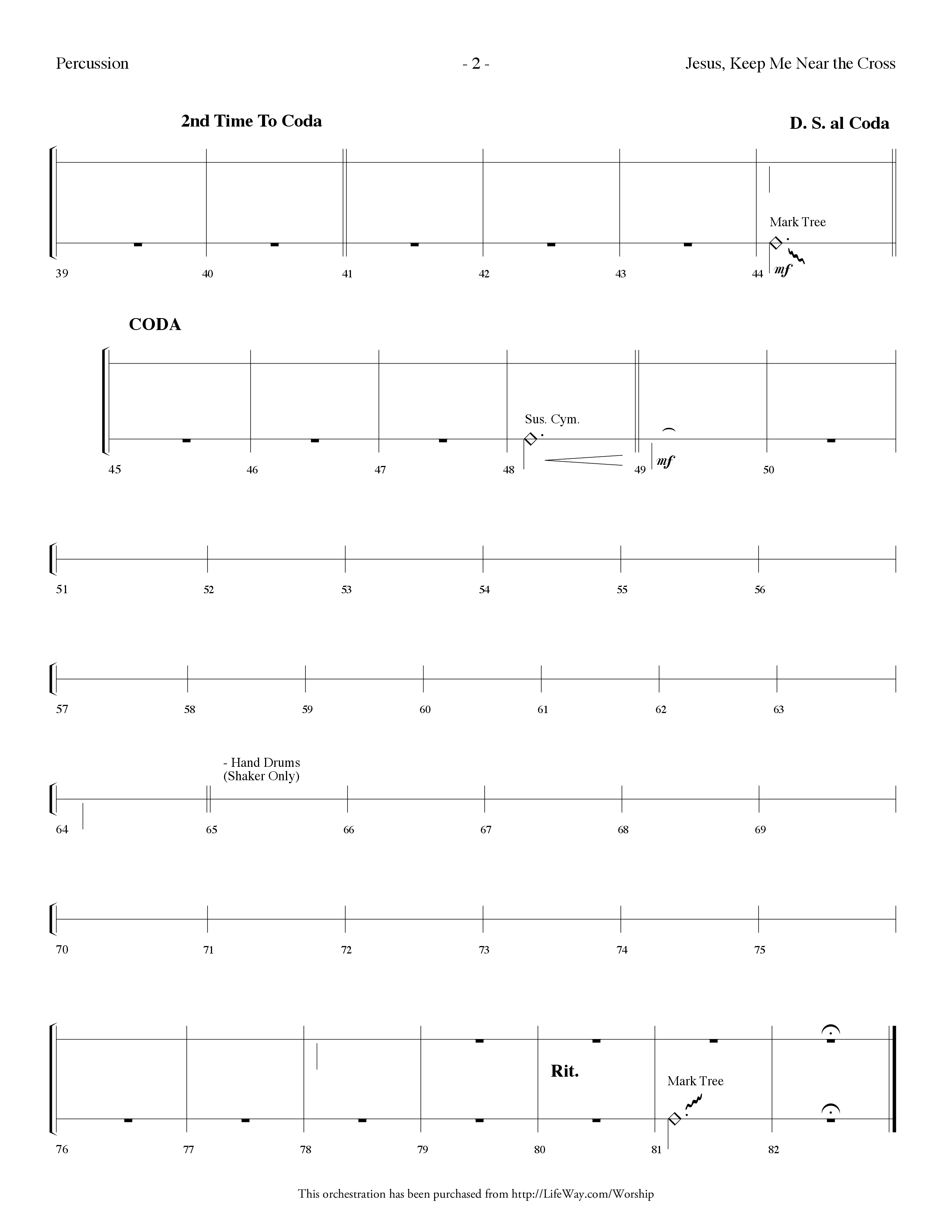 Jesus Keep Me Near The Cross (Choral Anthem SATB) Percussion (Lifeway Choral / Arr. Dennis Allen)