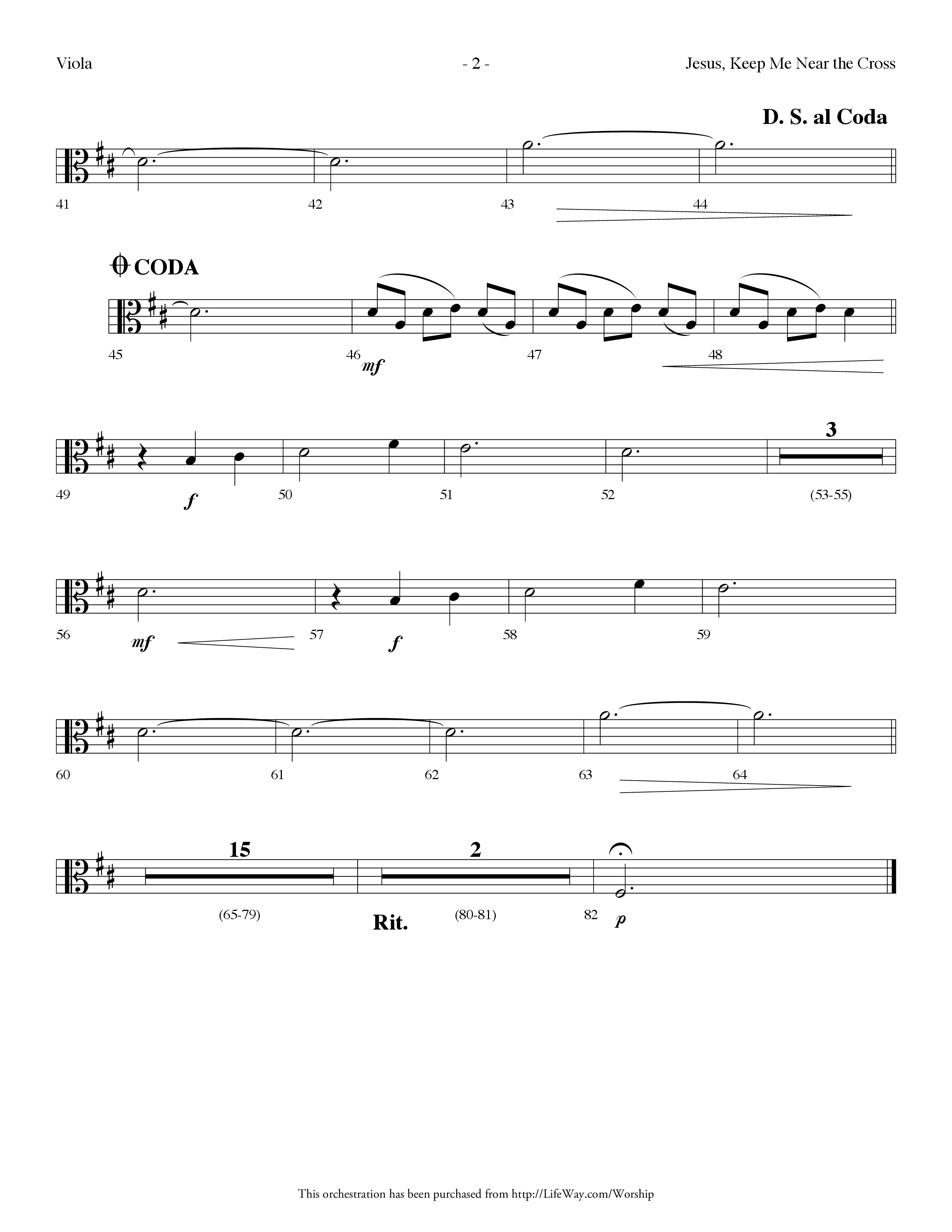 Jesus Keep Me Near The Cross (Choral Anthem SATB) Viola (Lifeway Choral / Arr. Dennis Allen)