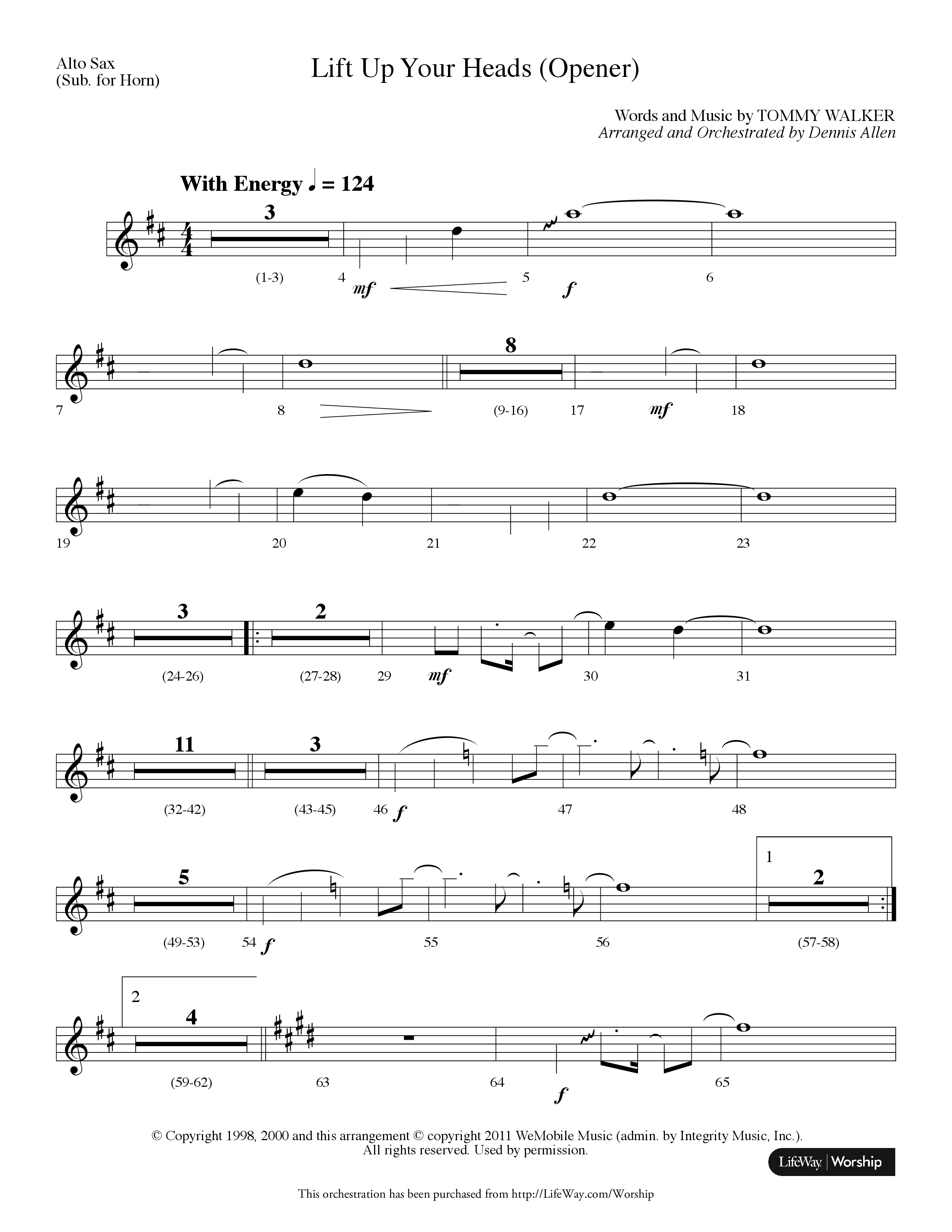 Lift Up Your Heads (Choral Anthem SATB) Alto Sax (Lifeway Choral / Arr. Dennis Allen)