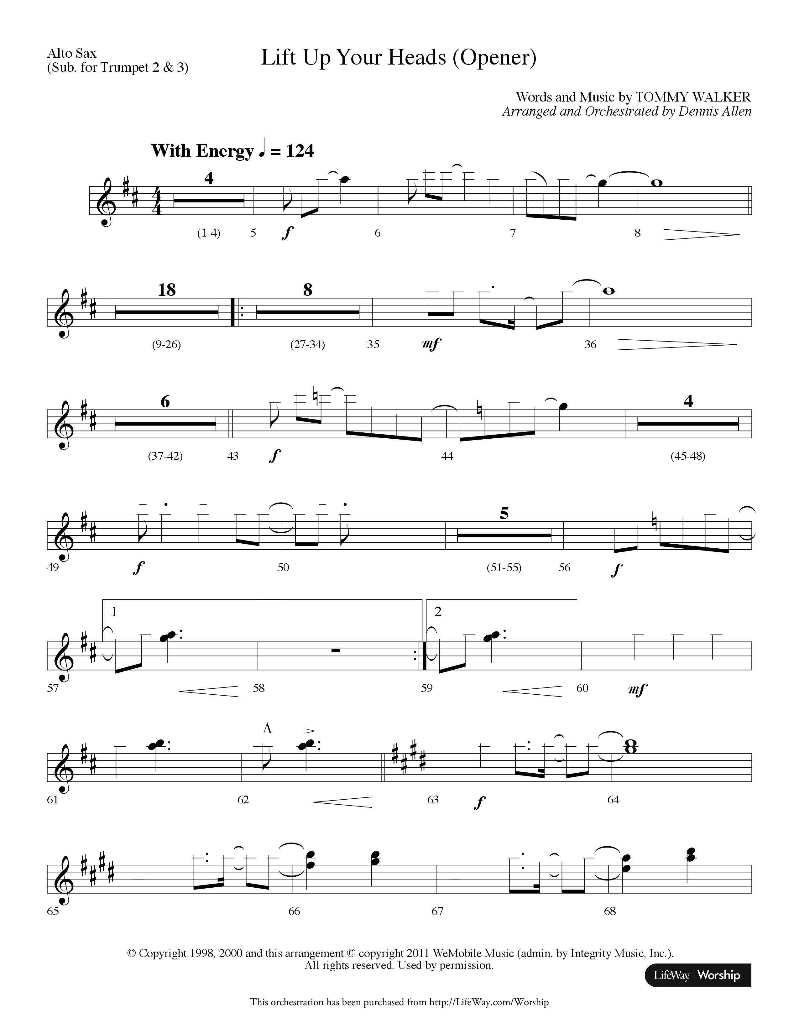 Lift Up Your Heads (Choral Anthem SATB) Alto Sax (Lifeway Choral / Arr. Dennis Allen)