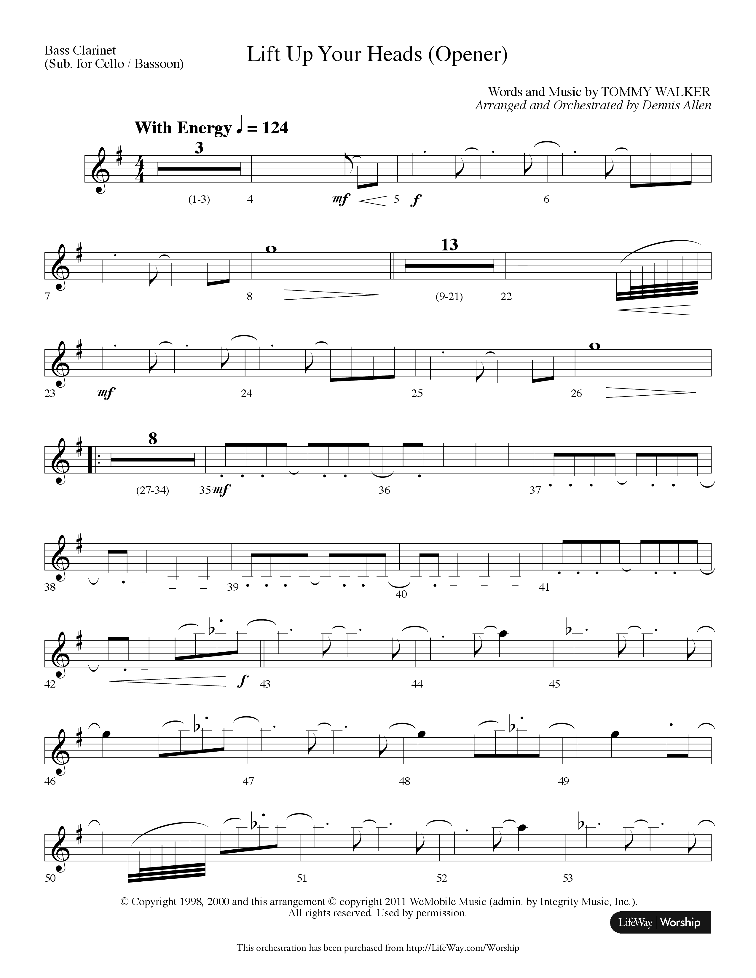 Lift Up Your Heads (Choral Anthem SATB) Bass Clarinet (Lifeway Choral / Arr. Dennis Allen)