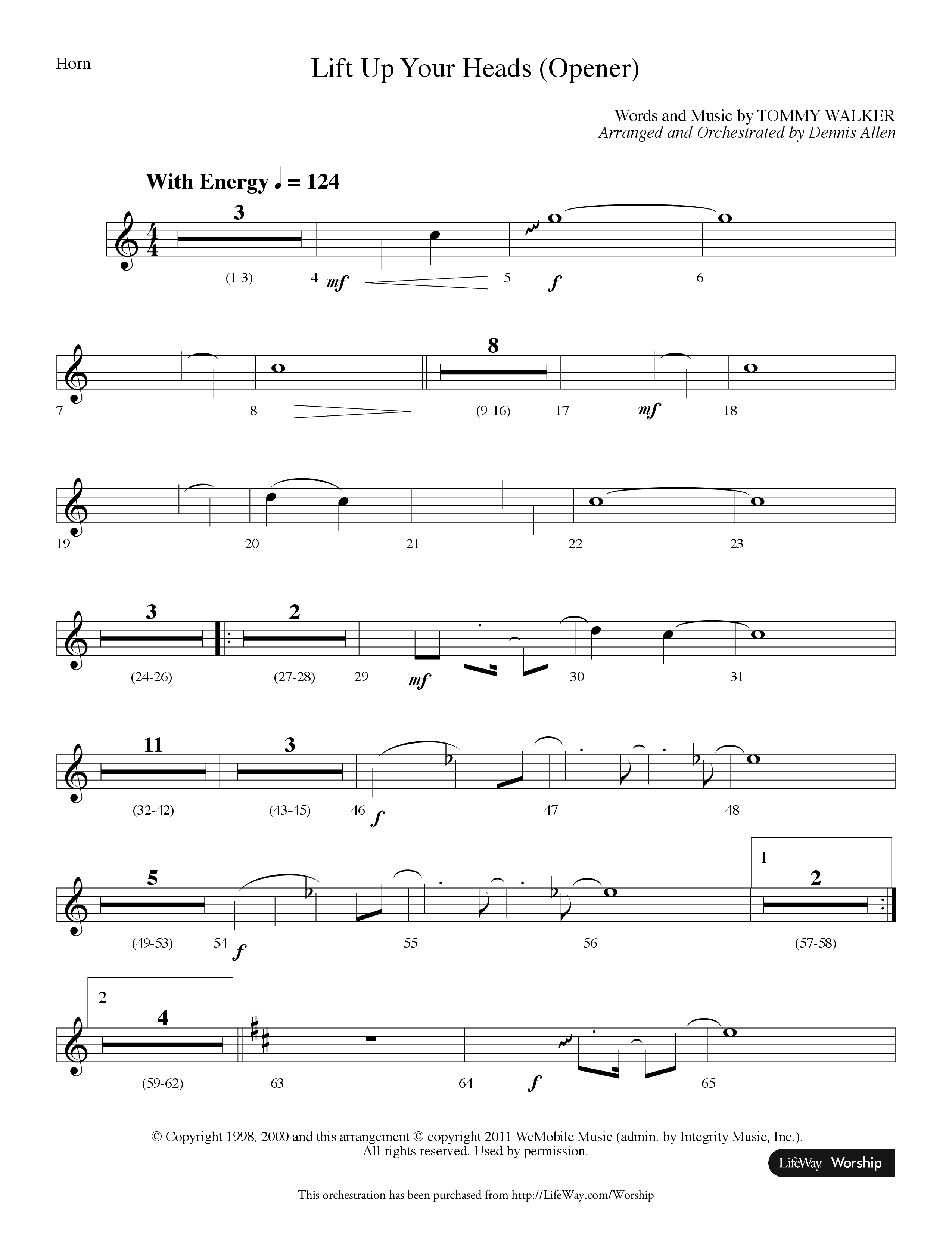 Lift Up Your Heads (Choral Anthem SATB) French Horn (Lifeway Choral / Arr. Dennis Allen)