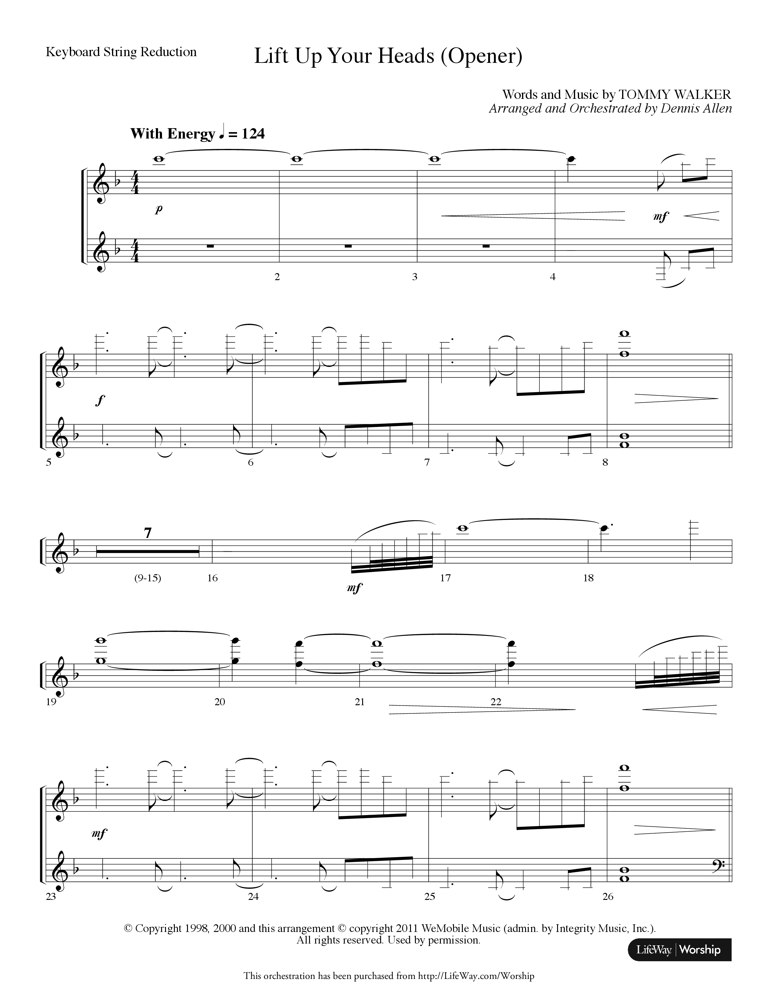 Lift Up Your Heads (Choral Anthem SATB) String Reduction (Lifeway Choral / Arr. Dennis Allen)