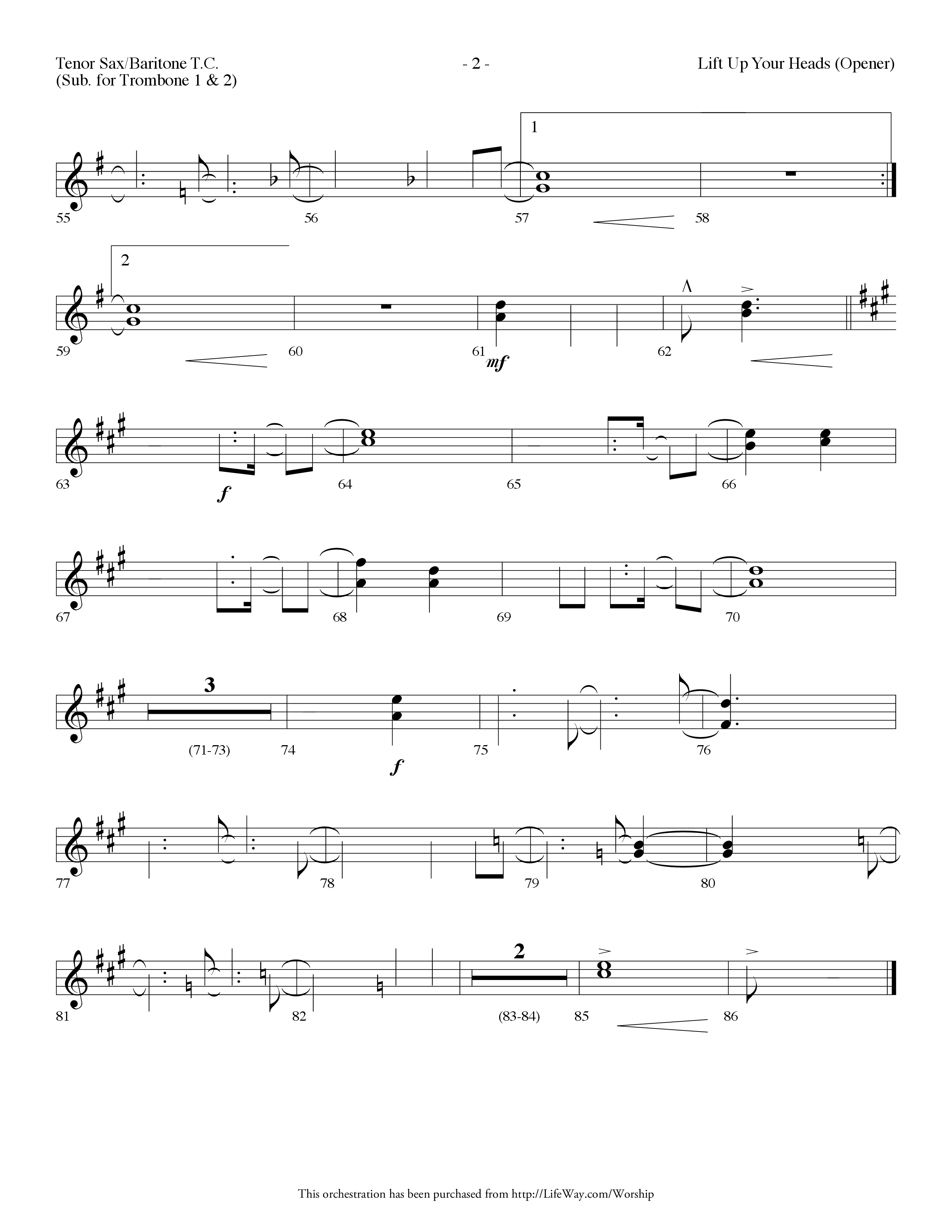 Lift Up Your Heads (Choral Anthem SATB) Tenor Sax/Baritone T.C. (Lifeway Choral / Arr. Dennis Allen)