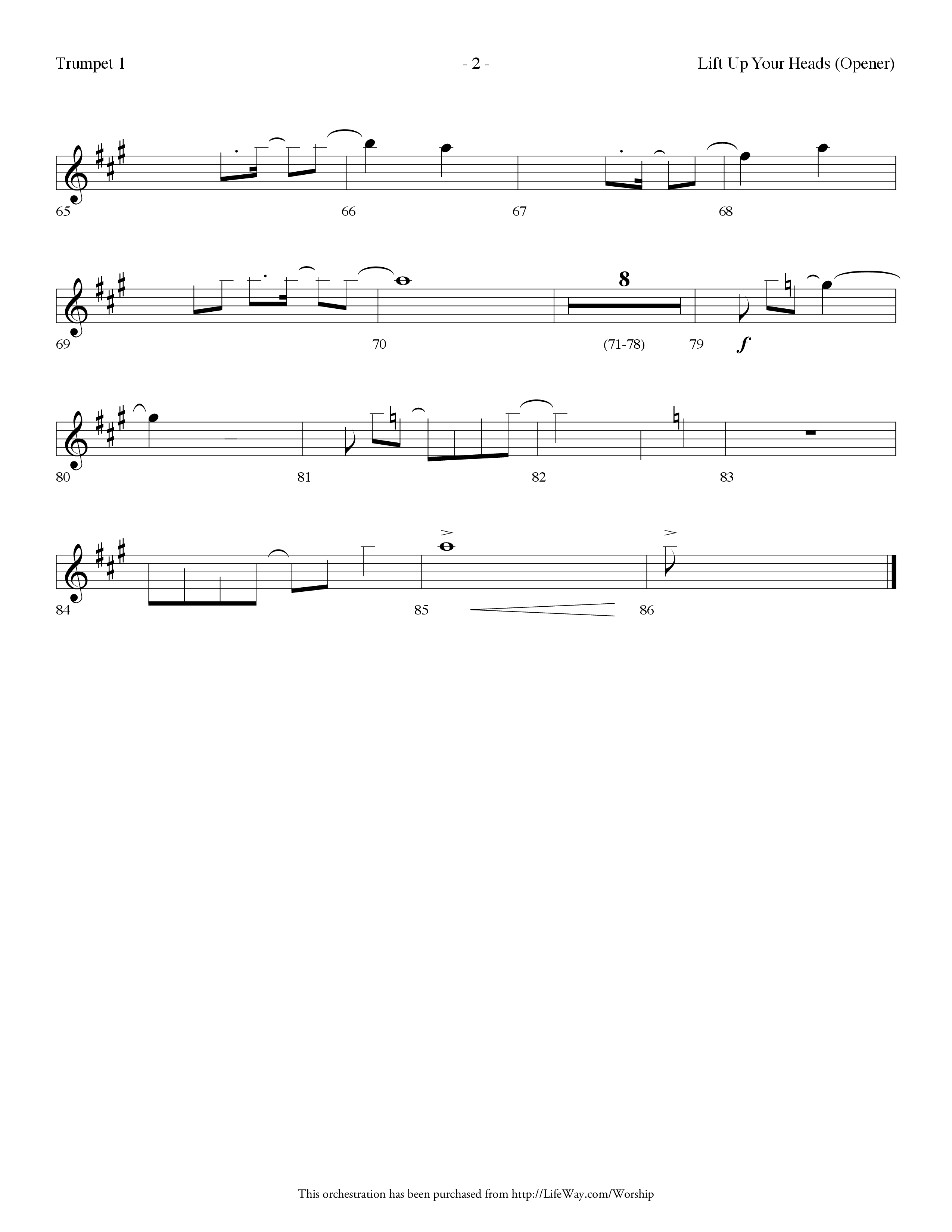 Lift Up Your Heads (Choral Anthem SATB) Trumpet 1 (Lifeway Choral / Arr. Dennis Allen)