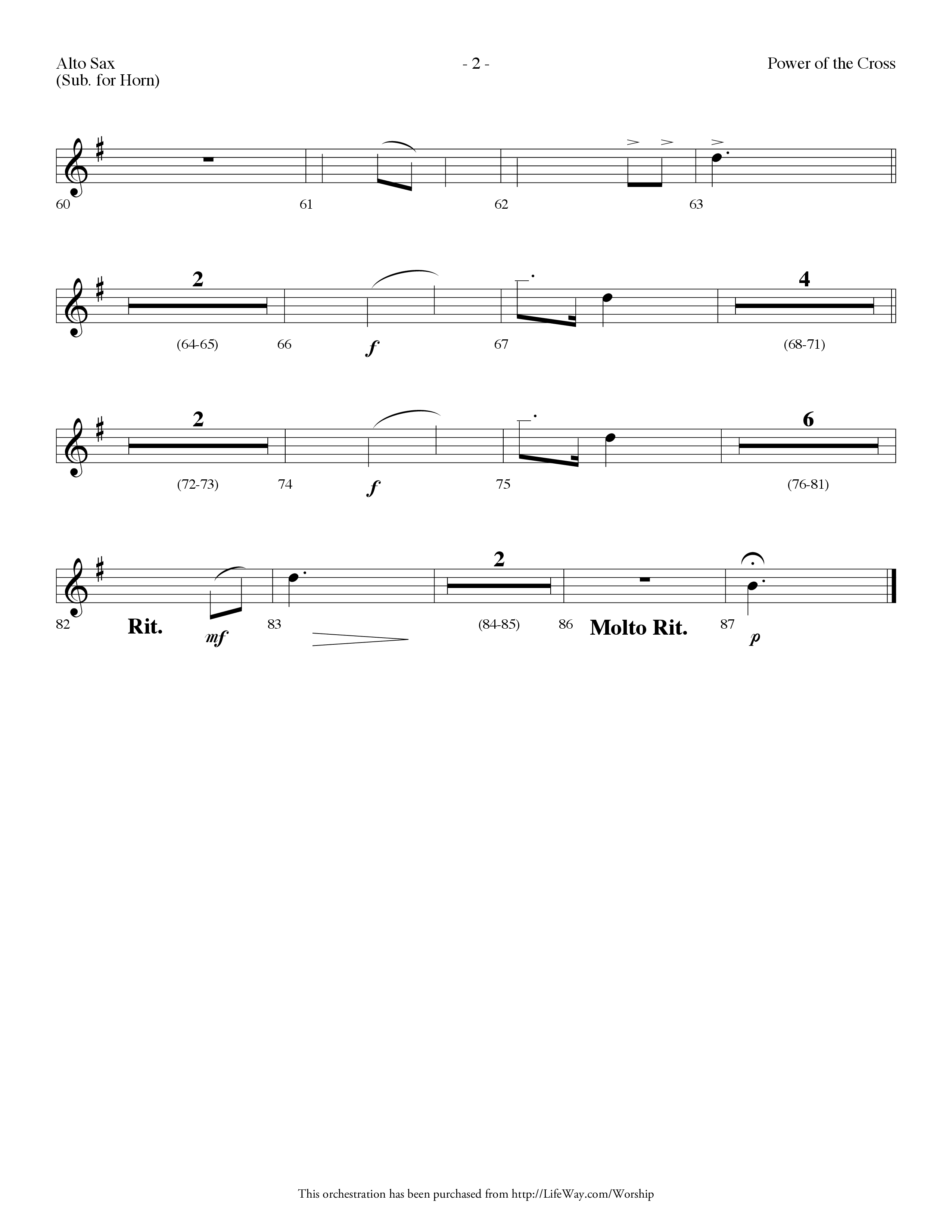 Power Of The Cross (Choral Anthem SATB) Alto Sax (Lifeway Choral / Arr. Dennis Allen)