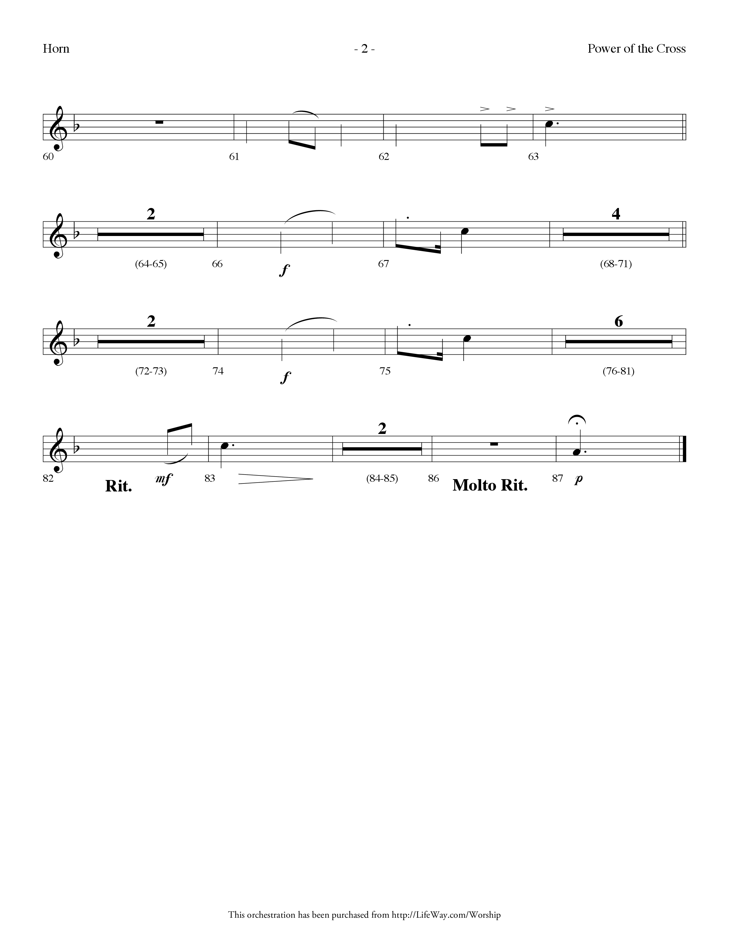 Power Of The Cross (Choral Anthem SATB) French Horn (Lifeway Choral / Arr. Dennis Allen)