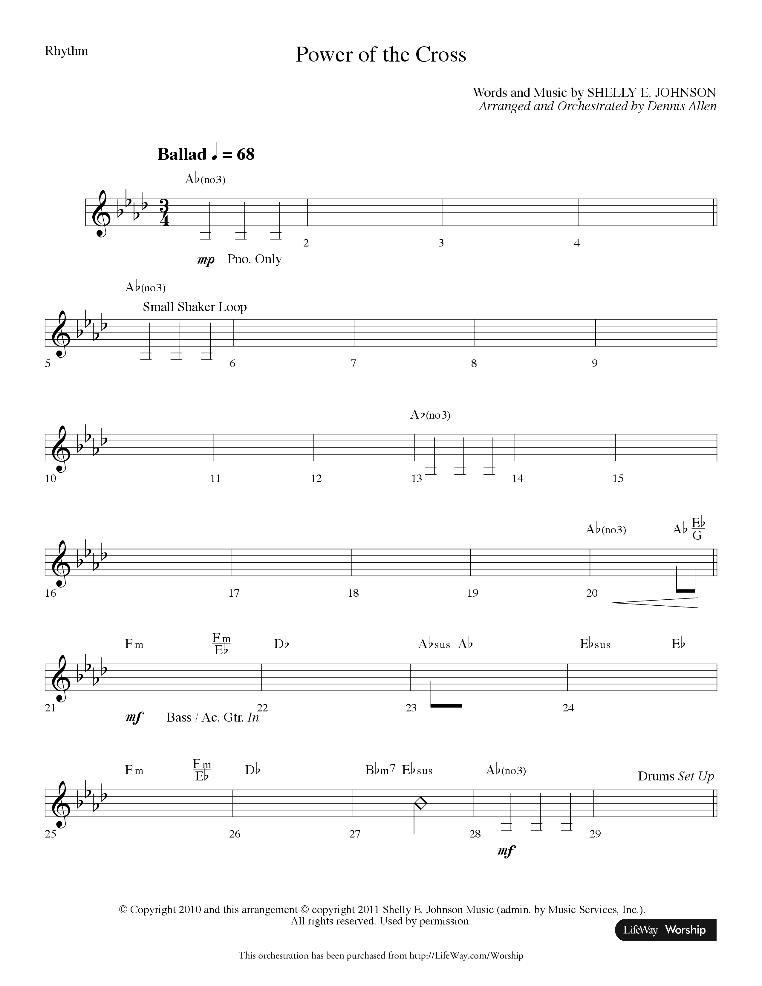 Power Of The Cross (Choral Anthem SATB) Rhythm Chart (Lifeway Choral / Arr. Dennis Allen)