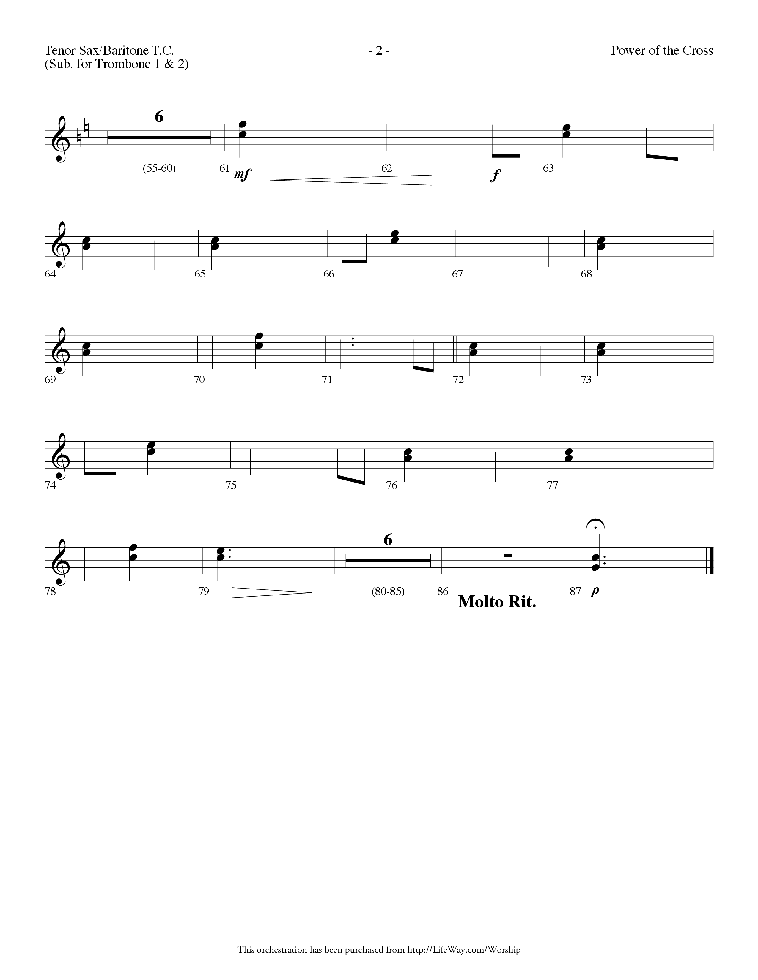 Power Of The Cross (Choral Anthem SATB) Tenor Sax/Baritone T.C. (Lifeway Choral / Arr. Dennis Allen)