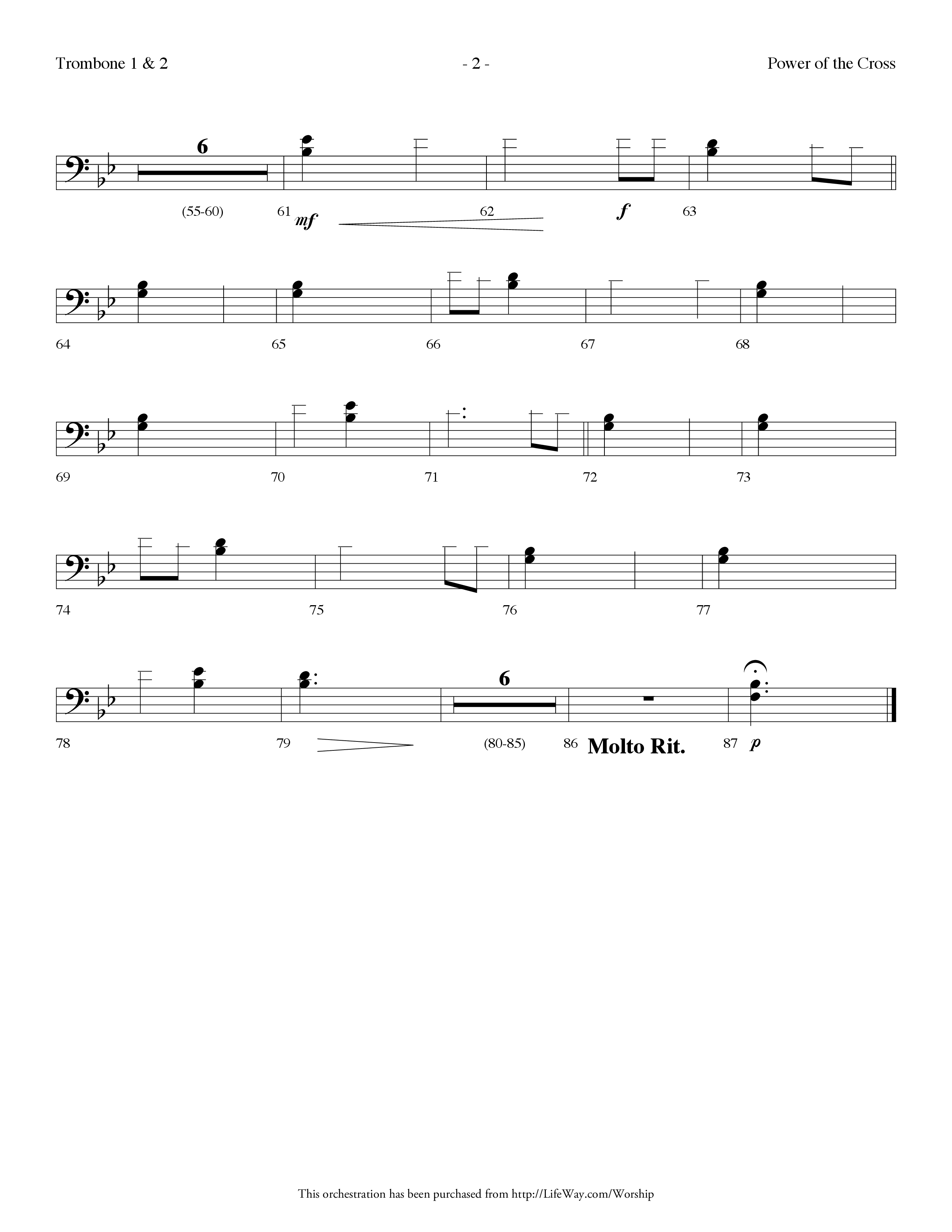 Power Of The Cross (Choral Anthem SATB) Trombone 1/2 (Lifeway Choral / Arr. Dennis Allen)